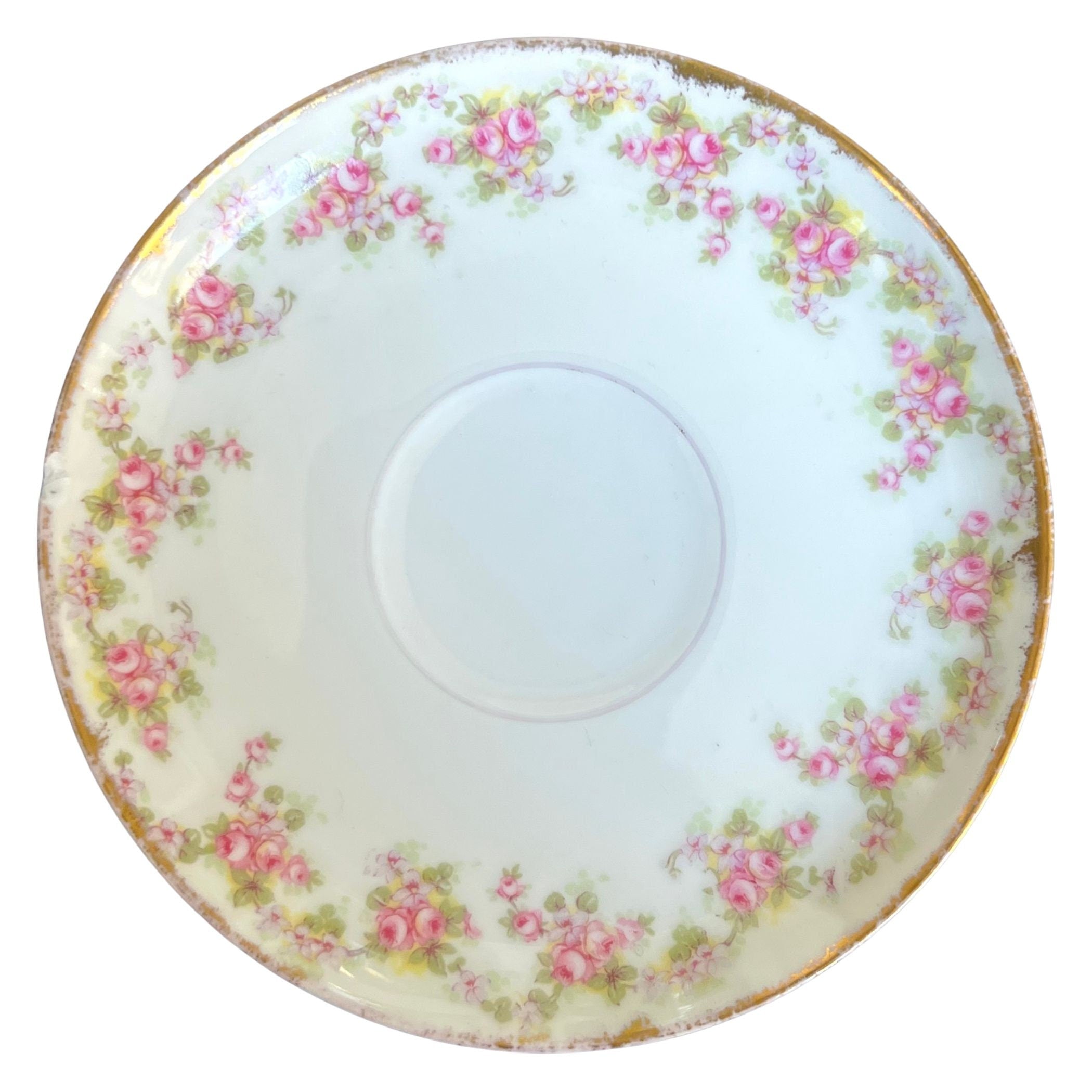 Vintage French Limoges Porcelain Pink Rose Floral Statement Ring handmade with Repurposed China, Broken China Jewelry Gift for Women