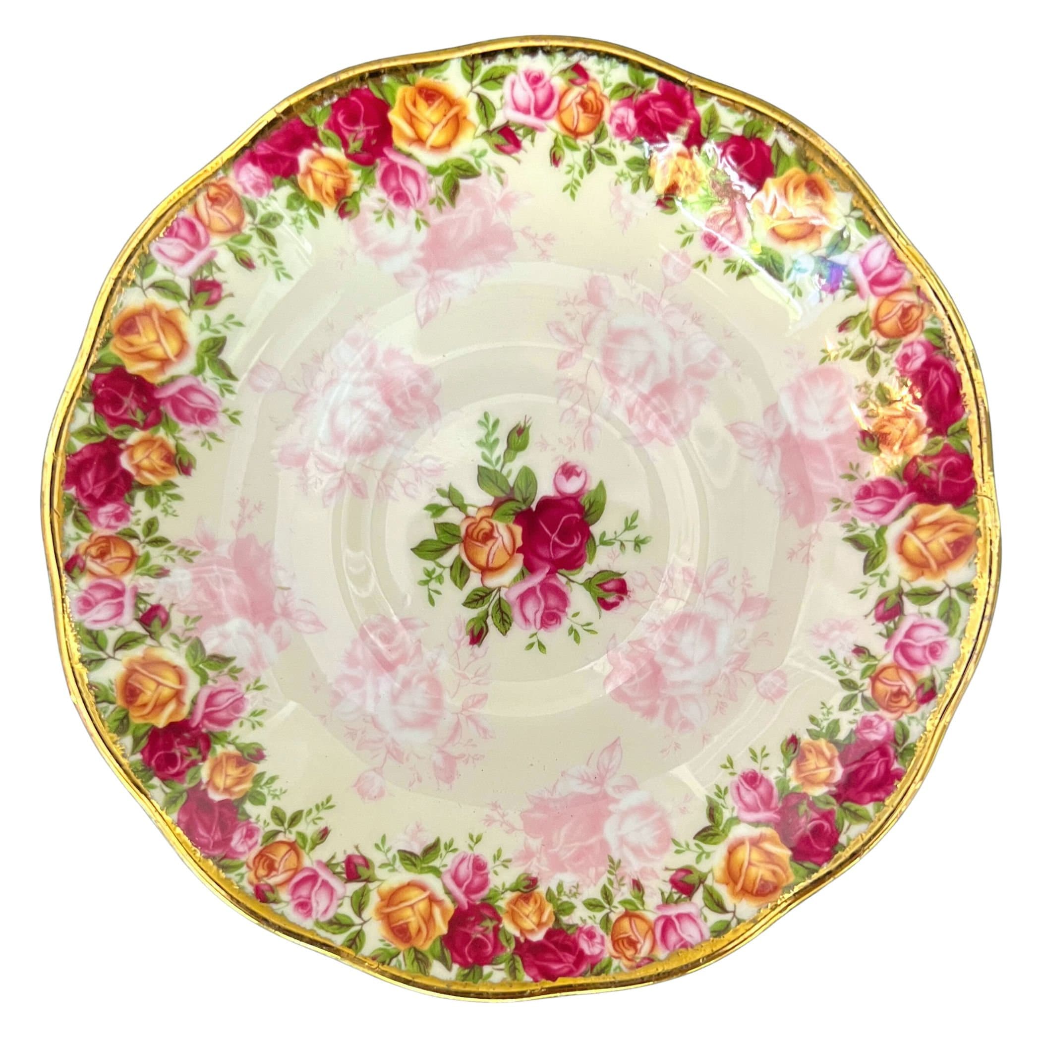 Vintage Royal Albert Old Country Roses China Necklace handmade with Peach Damask China, Valentines Day OCR Broken China Jewelry Gift for Her