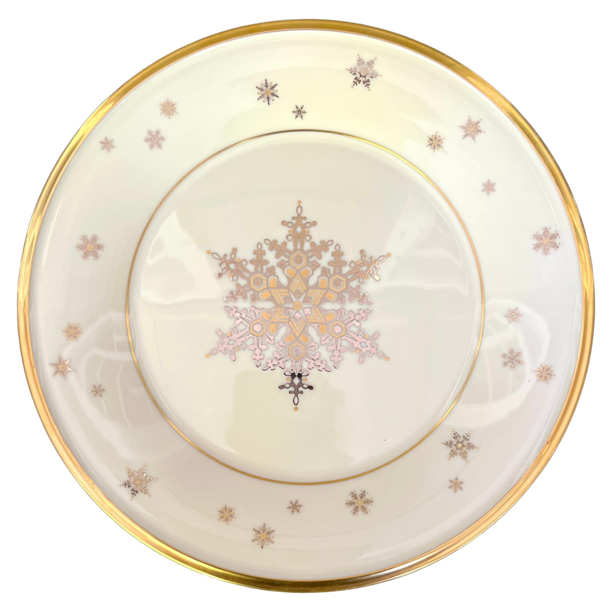 Holiday Broken China Jewelry Necklace handmade with Lenox Eternal Christmas China & Sterling Silver, Dainty Snowflake Pendant Gift for Her