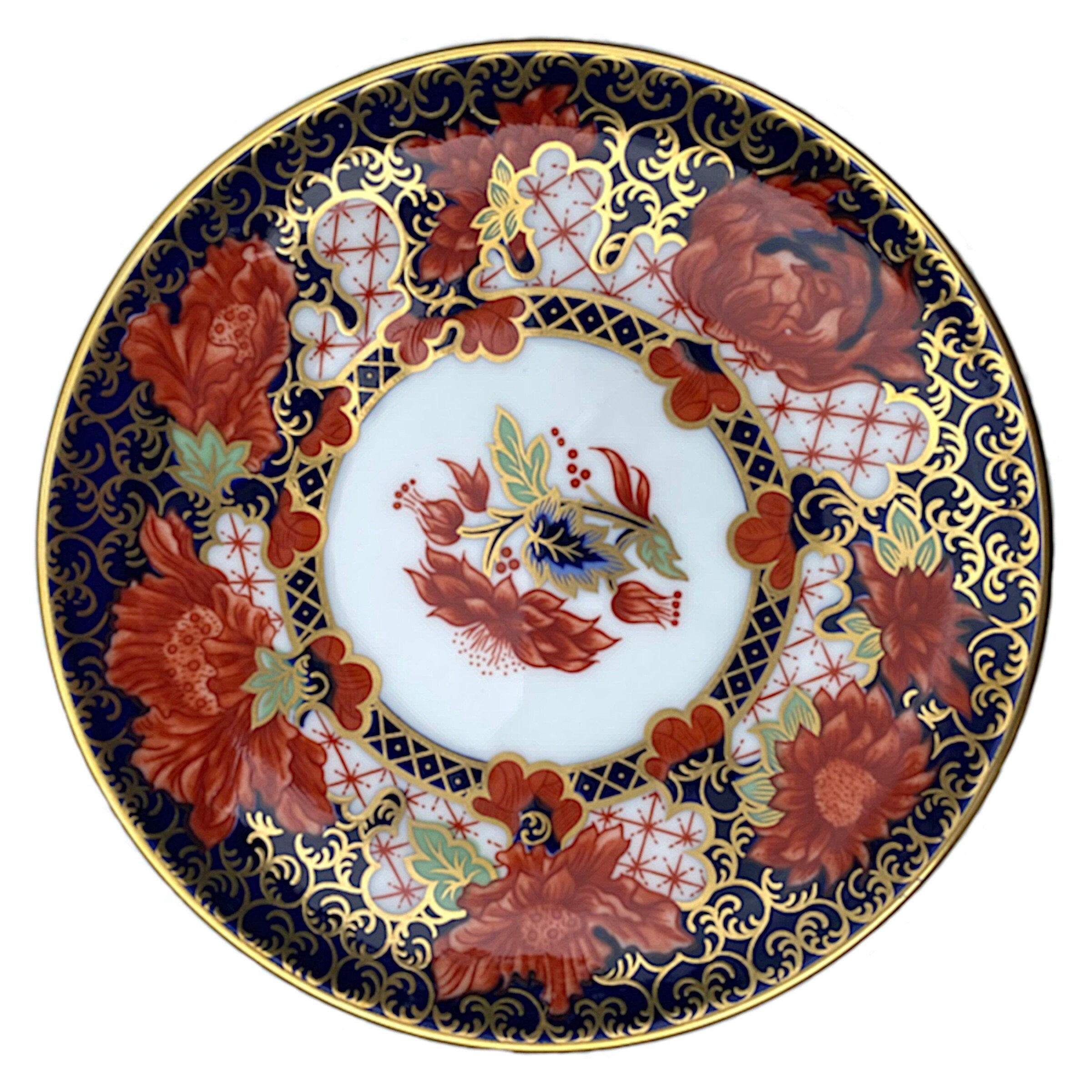 Antique Royal Crown Derby Imari Porcelain Statement Earrings handmade with Fine Pearl Dangles, Unique Mismatched Earring Gift for Women