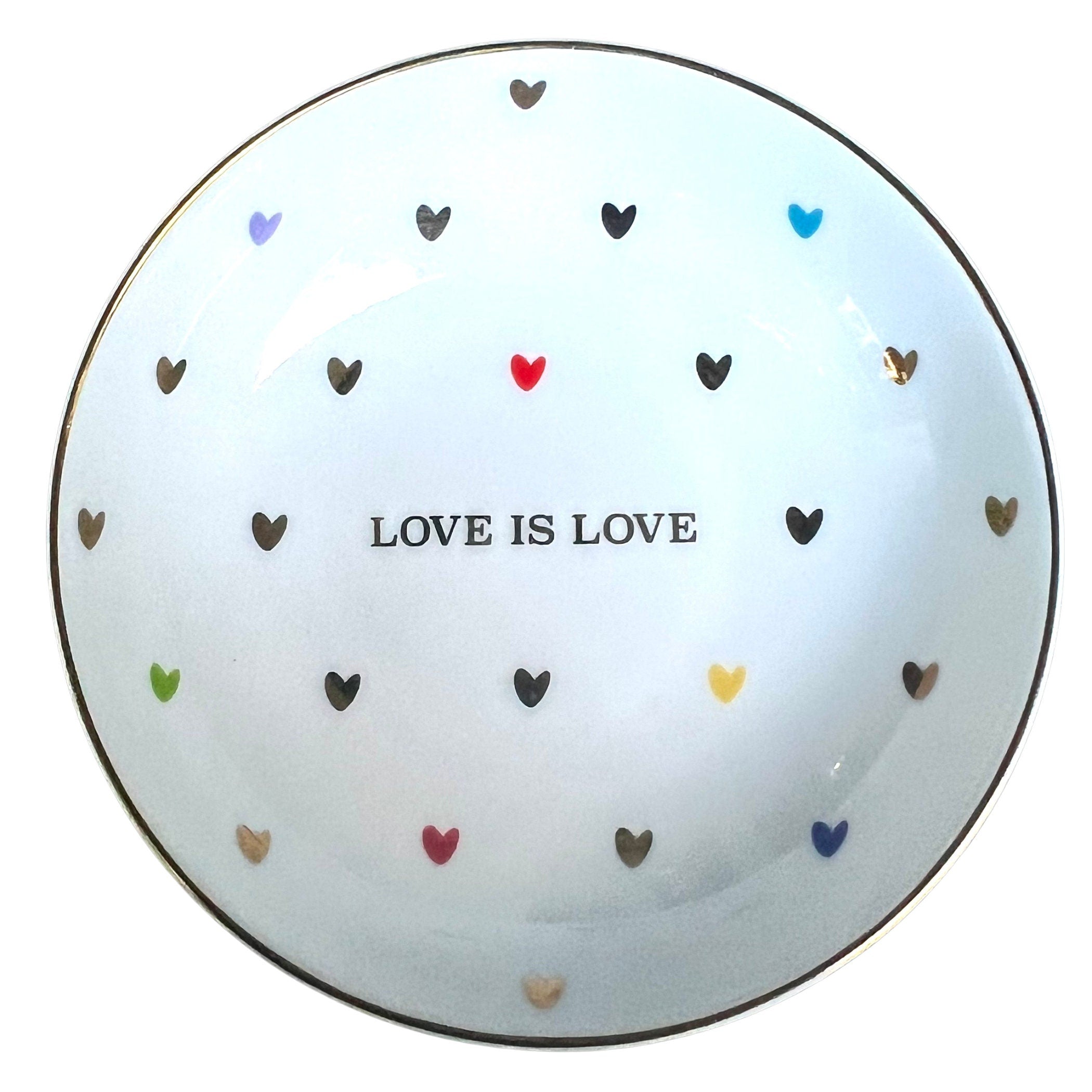 Dainty Rainbow Heart Necklaces handmade from an Upcycled Love is Love China Plate, Gay Pride Jewelry Queer LGBTQIA Lesbian Valentines Gift