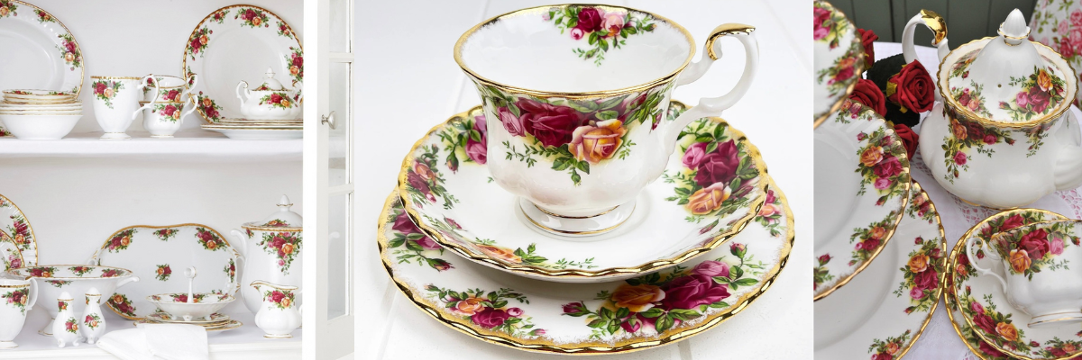 Royal Albert Old Country Roses tea service with classic English garden design