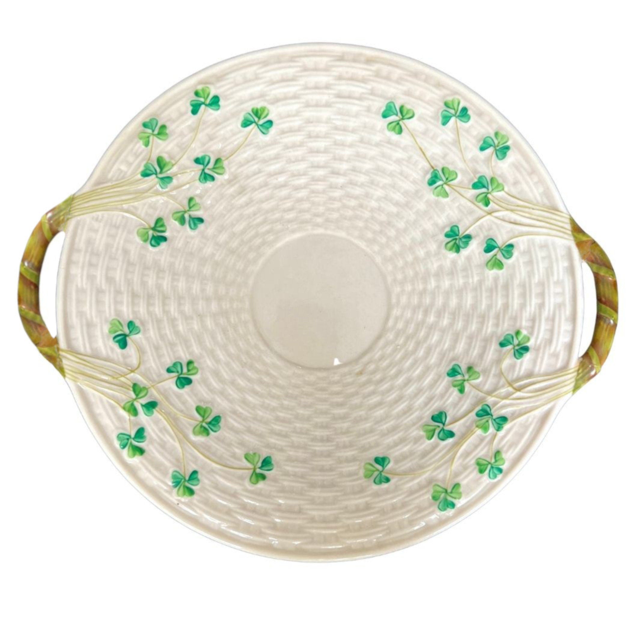 Vintage Belleek Shamrock porcelain plate, cut and shaped to handcraft Irish china jewelry by eclectiQuas