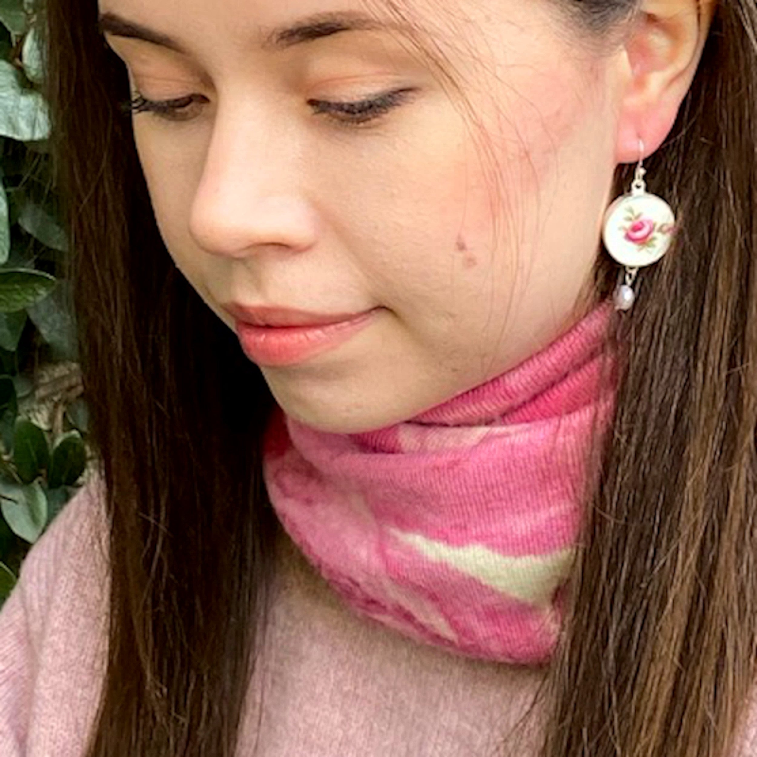 CUSTOM ORDER China Earrings with Gold or Sterling Silver & Pearl Cluster Dangles, Broken China Jewelry Made from Your China