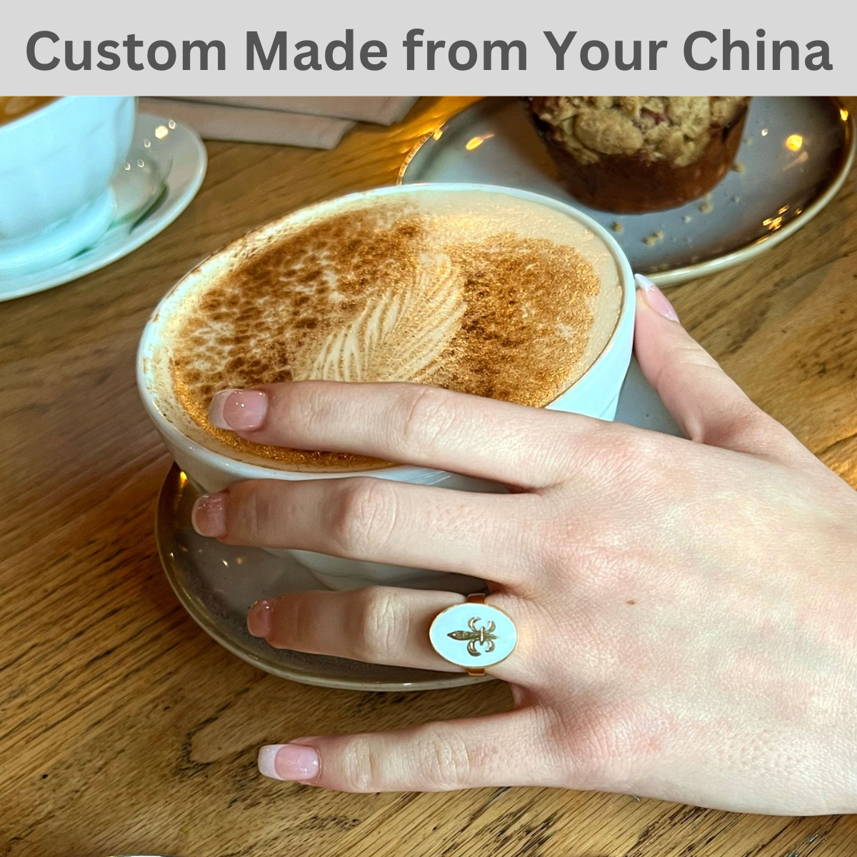 CUSTOM ORDER Oval Statement China RIng, Broken China Jewelry Made from your China