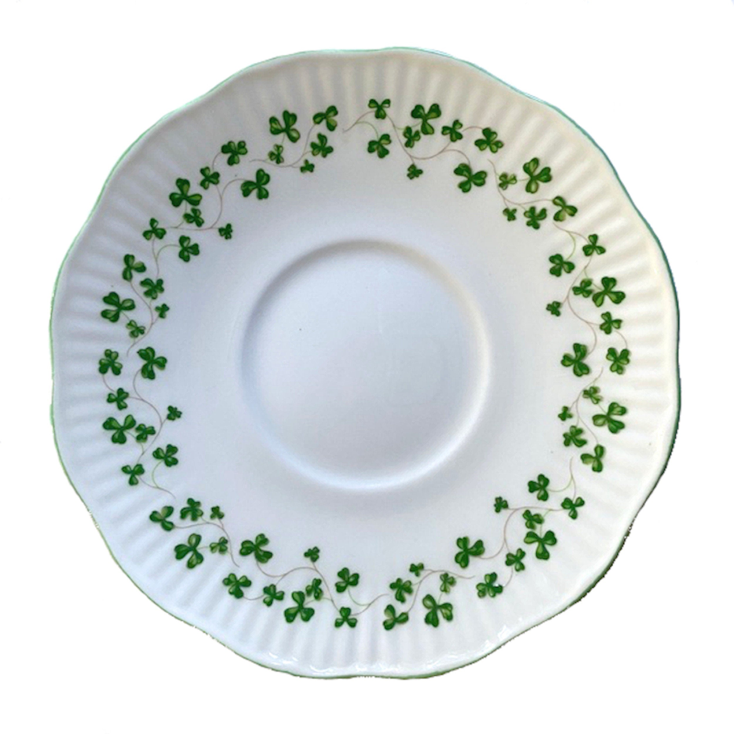 Irish Broken China Jewelry with Royal Tara Shamrock China, Four Leaf Clover Earrings