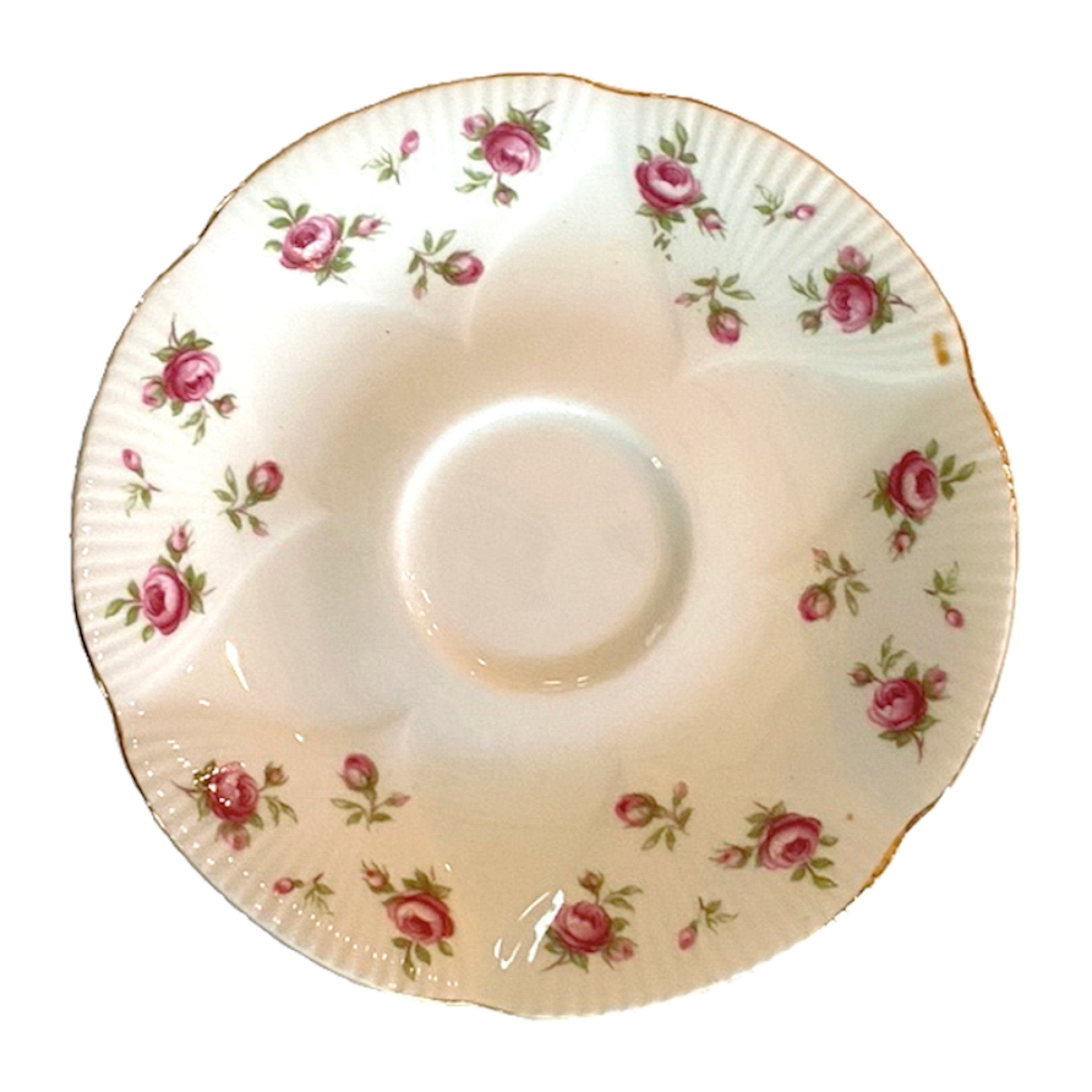 Royal Albert Rosalie china plate from which the china piece of the pink rose pendant originates.