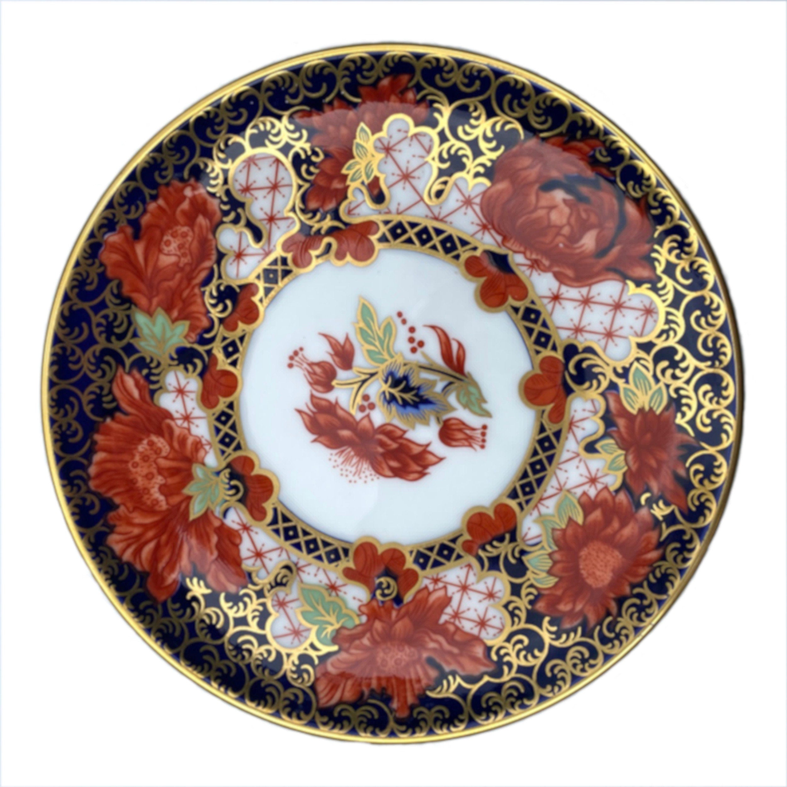 Royal Crown Derby Imari china plate from which the repurposed china pieces of these broken china earrings originate.