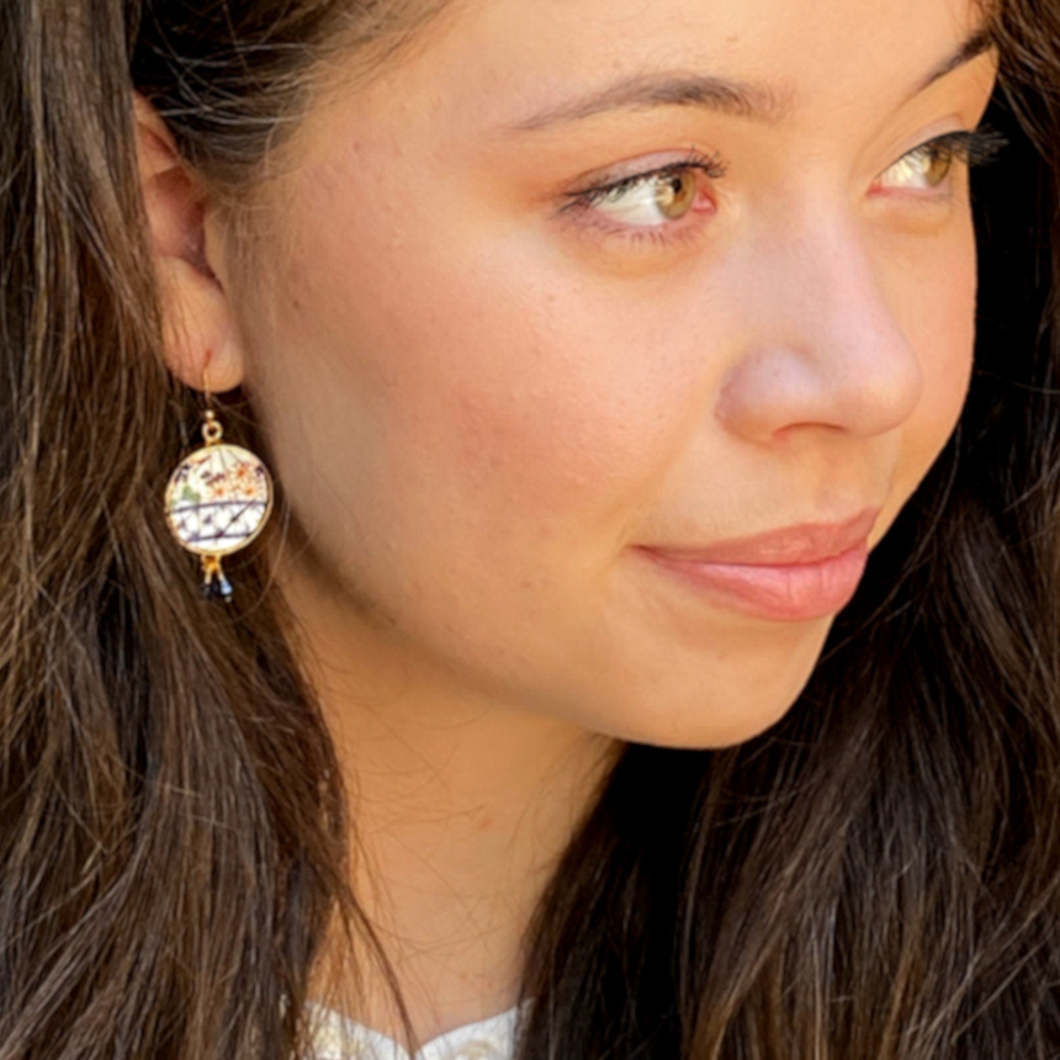 Upcycled Porcelain Earrings handmade with Vintage Japanese Imari China & Sterling Silver, Unique Asian Inspired China Jewelry Gift for Her