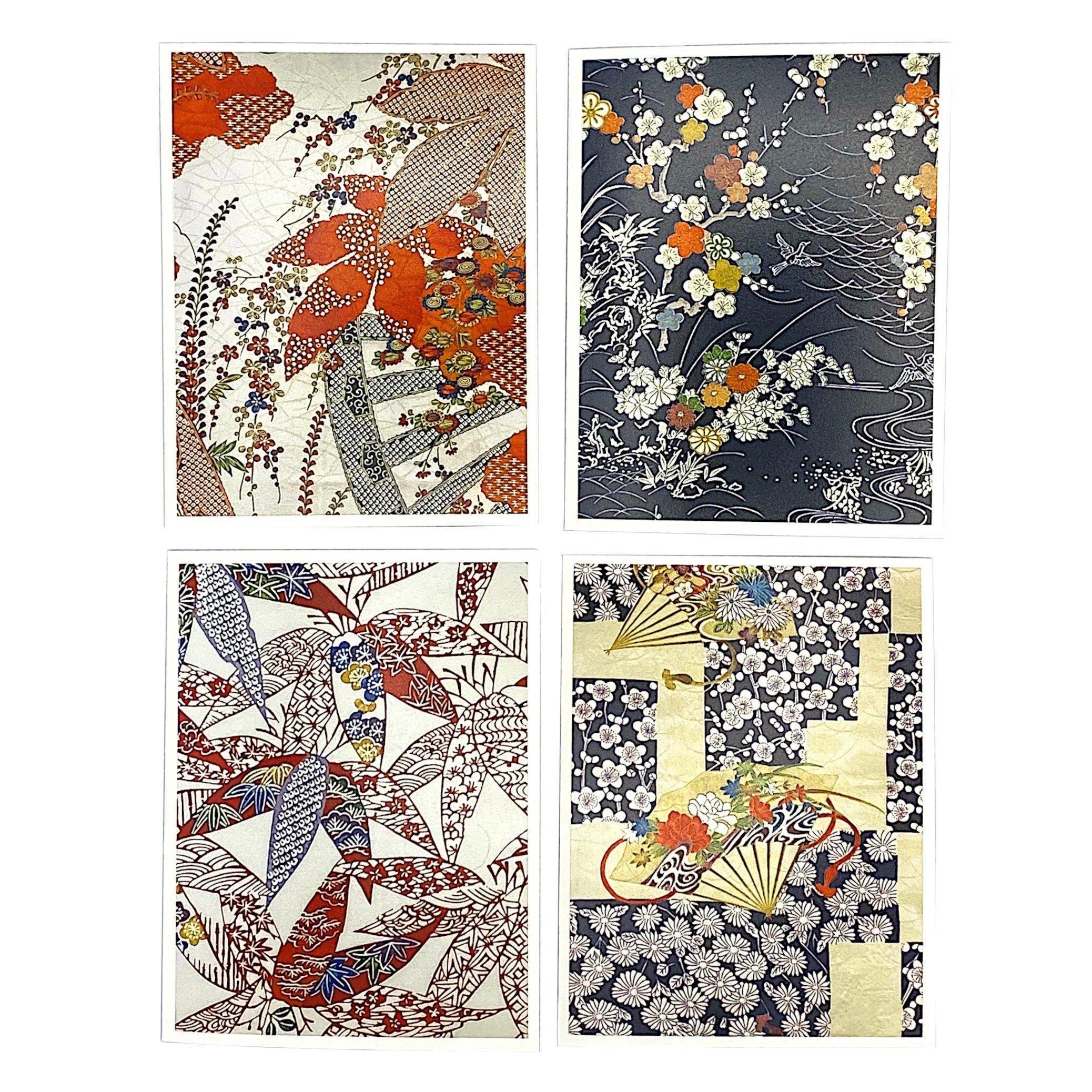 Vintage Silk Kimono Notecard Set, Japanese Greeting Card Boxed Set