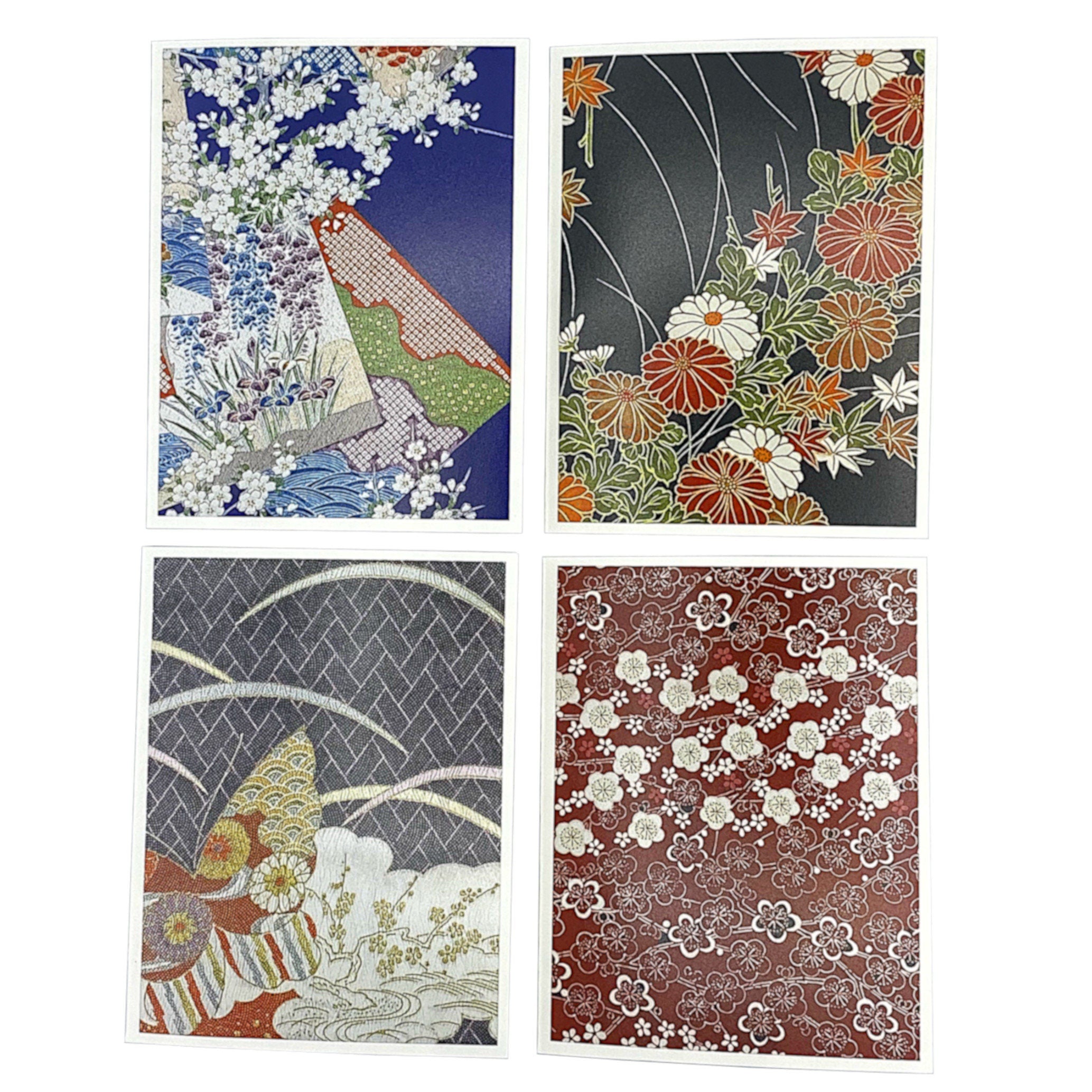 Vintage Silk Kimono Notecard Set, Japanese Greeting Card Boxed Set