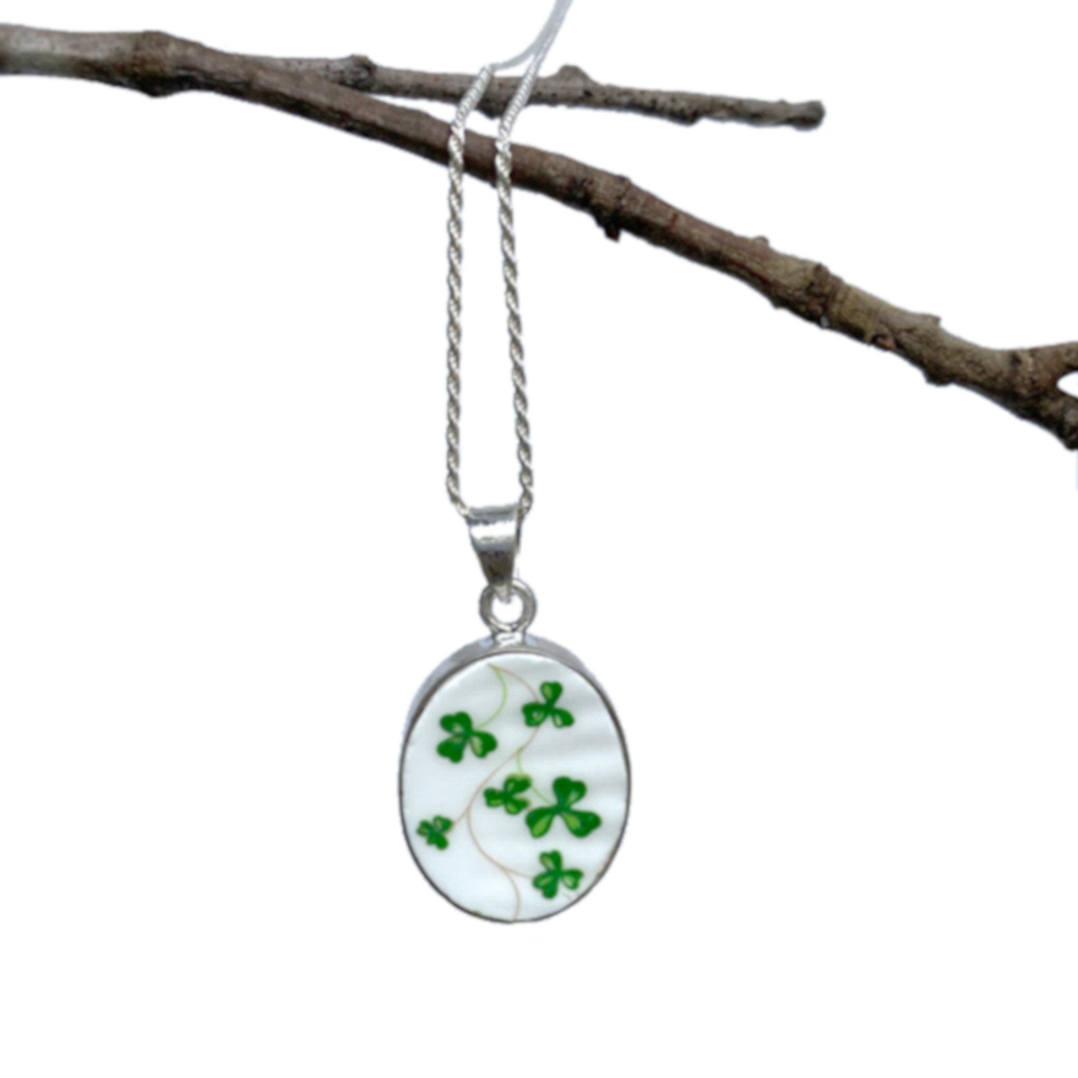 Irish Broken China Necklace handmade with Upcycled Royal Tara Shamrock China