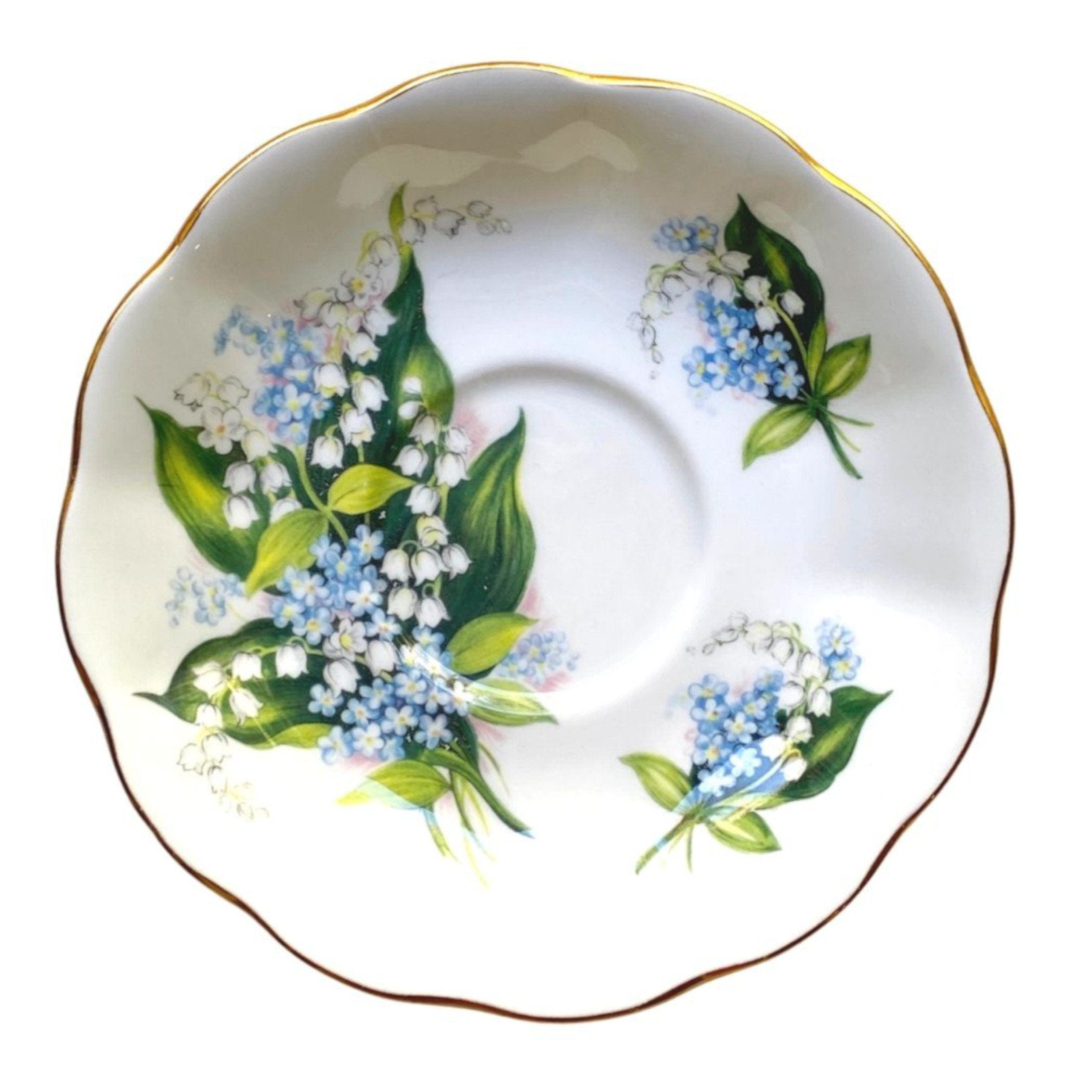 Royal Albert Broken China Jewelry Earrings handmade with Forget Me Not and Lily of the Valley China