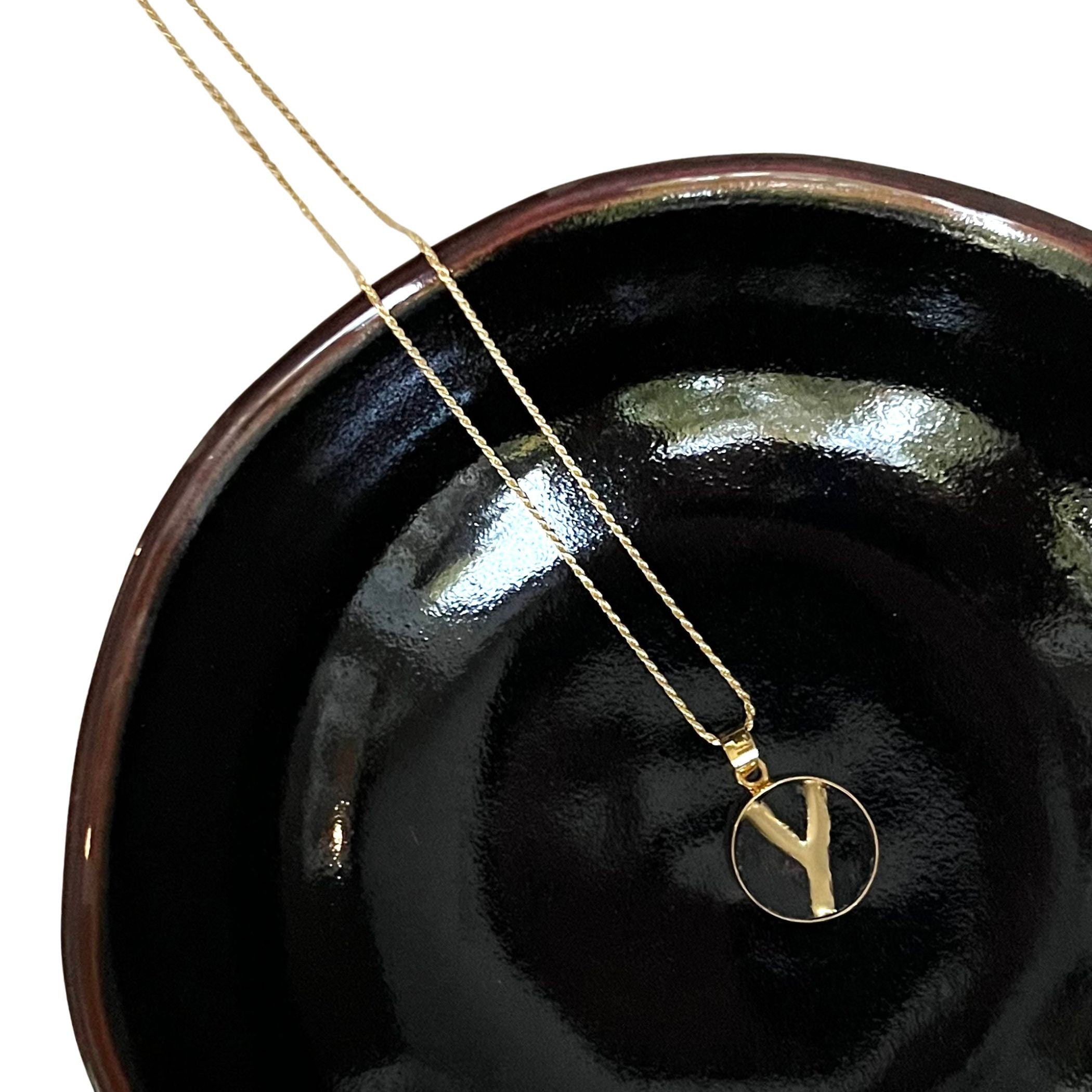 Black and Gold Kintsugi Jewelry Necklace handmade with Broken Pottery