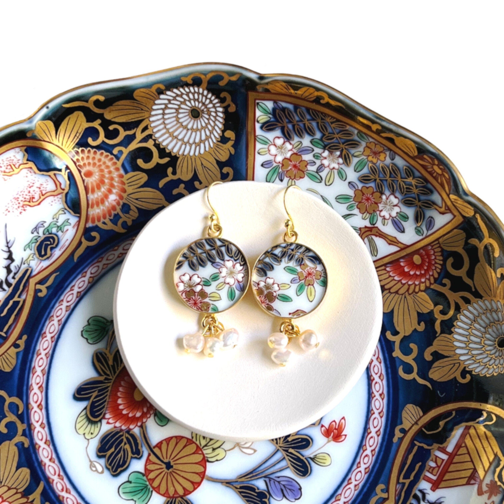 Vintage Japanese Arita Imari Porcelain with Intricate Mismatched Flowers