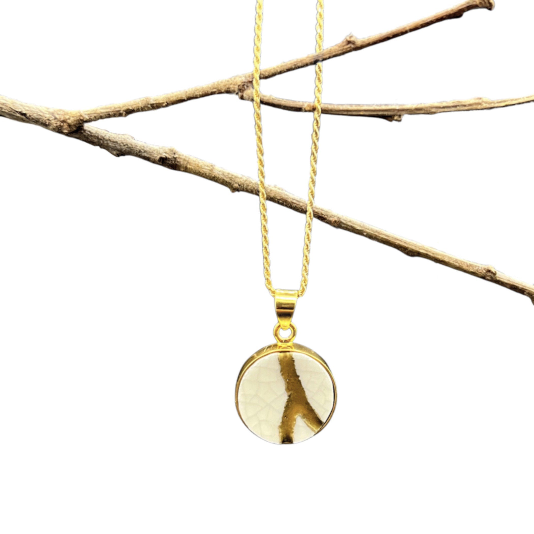 Kintsugi Necklace handmade with Broken Pottery, Perfectly Imperfect Survivor Recovery & Sobriety Gifts for Her