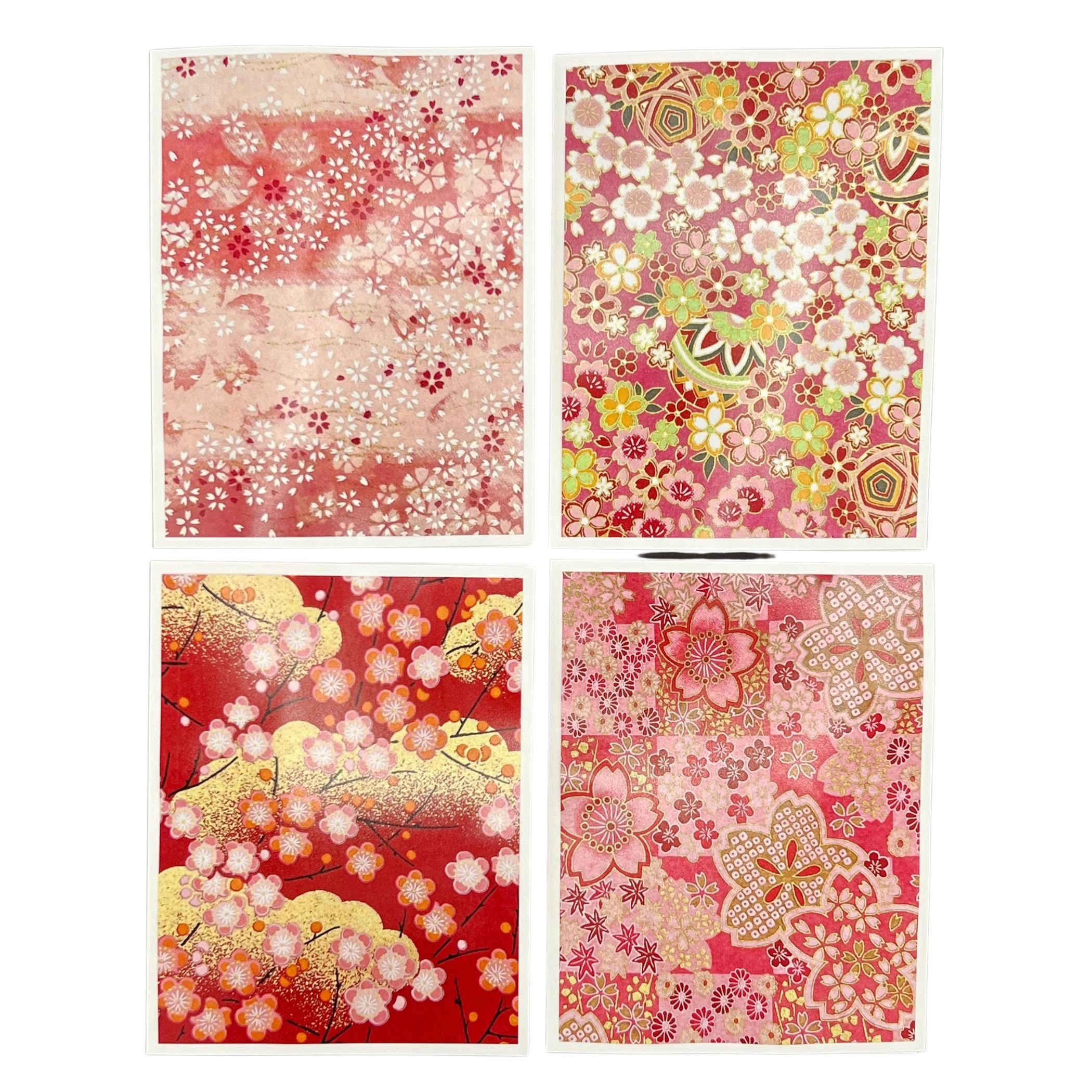 Japanese Cherry Blossom Notecard Set with Sakura Chiyogami Photo Cards