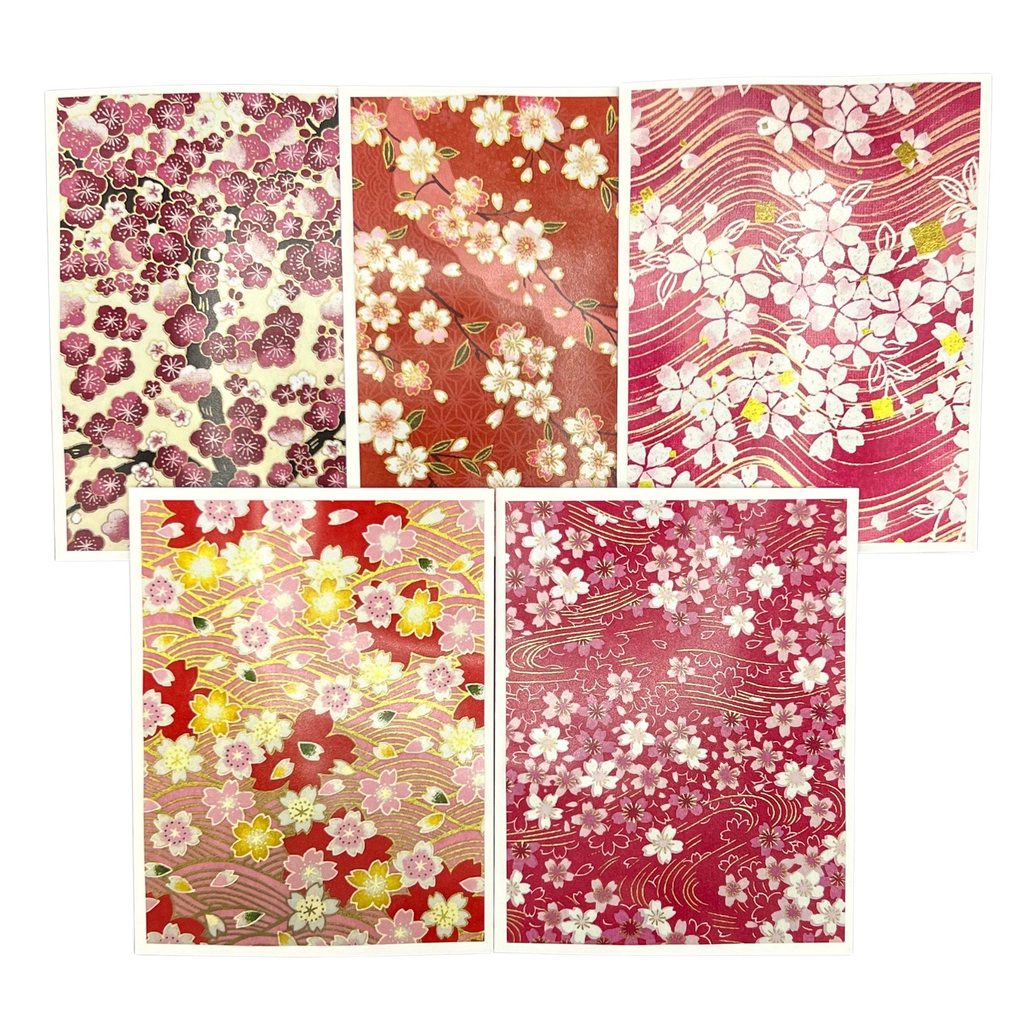 Japanese Cherry Blossom Notecard Set with Sakura Chiyogami Photo Cards