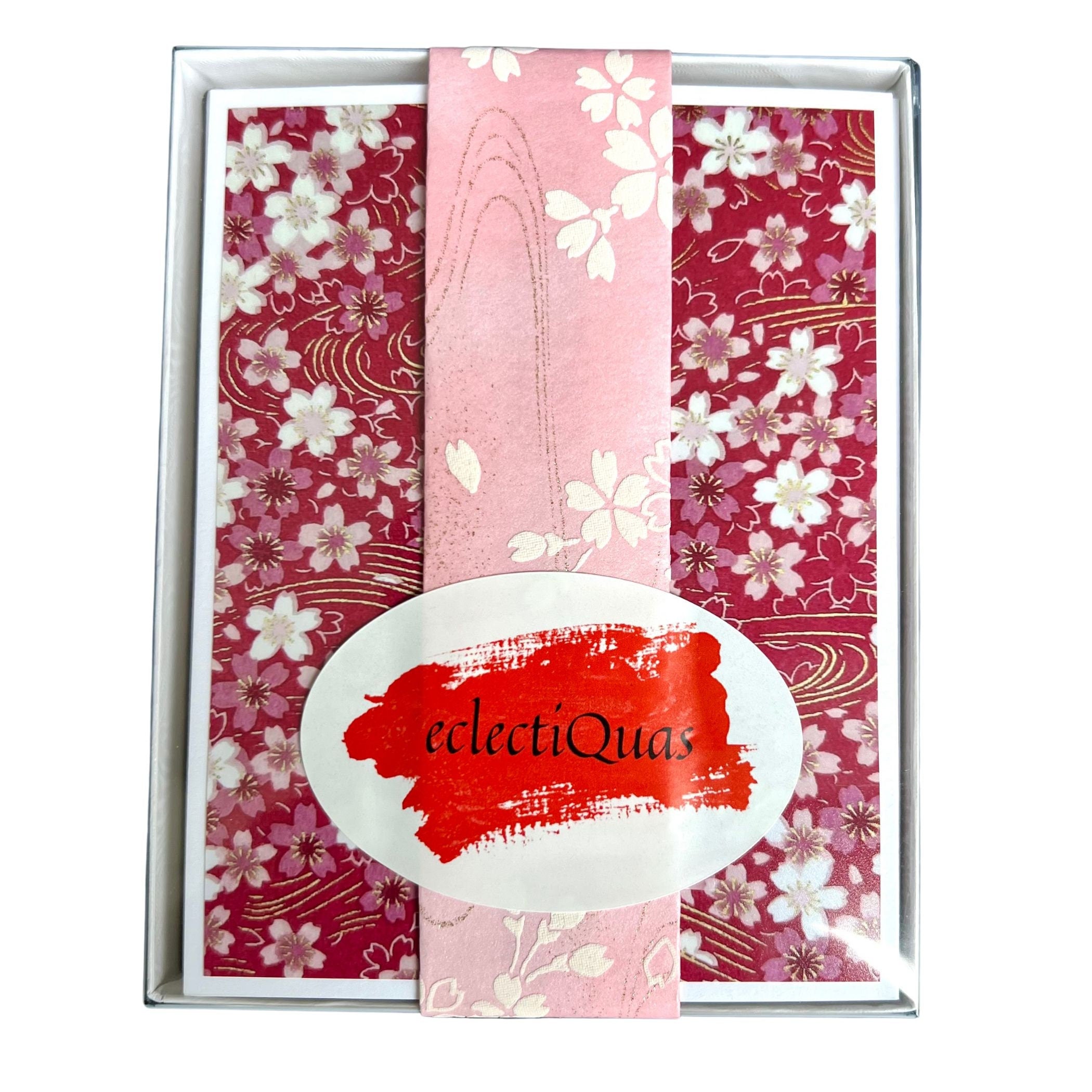 Japanese Cherry Blossom Notecard Set with Sakura Chiyogami Photo Cards