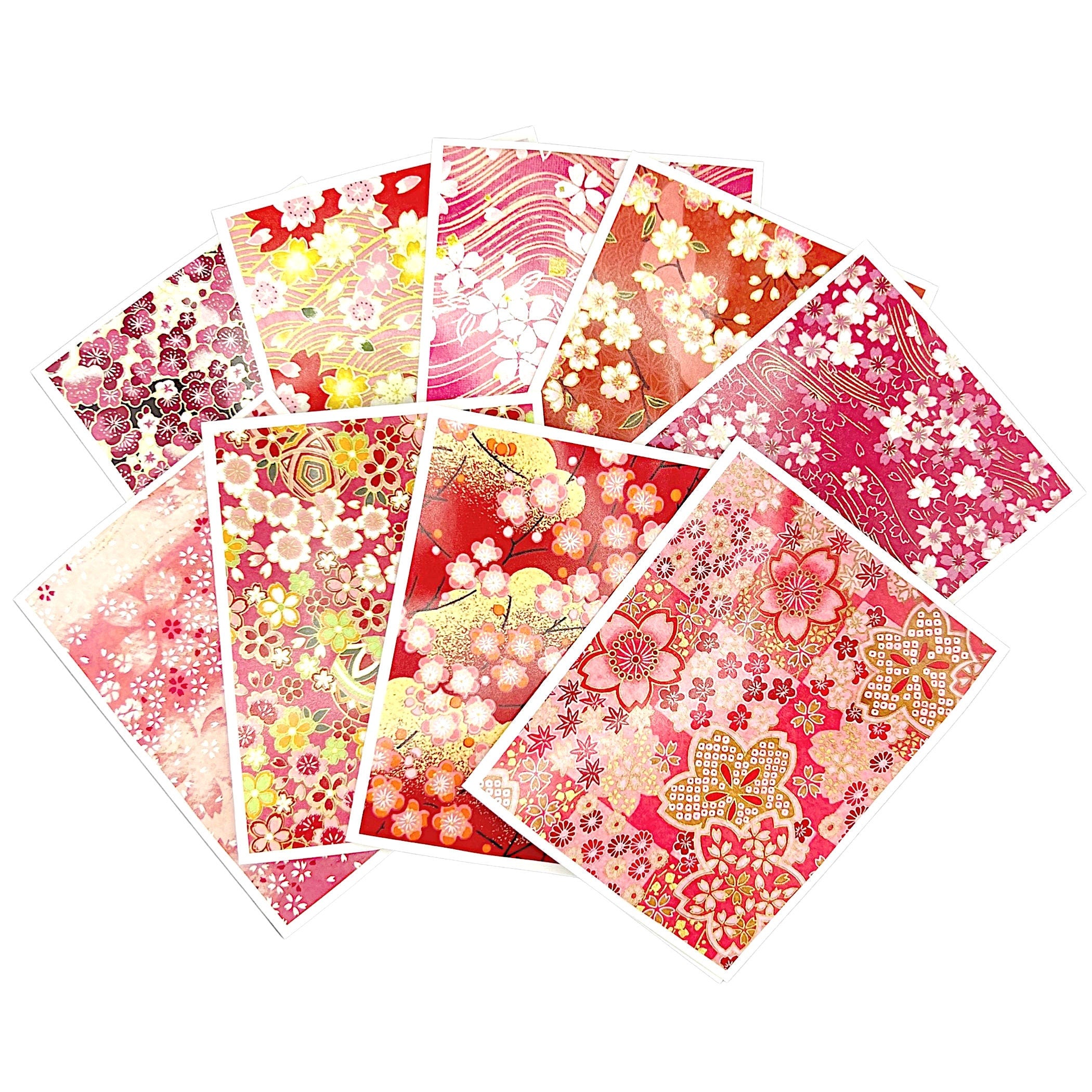 Japanese Cherry Blossom Notecard Set with Sakura Chiyogami Photo Cards