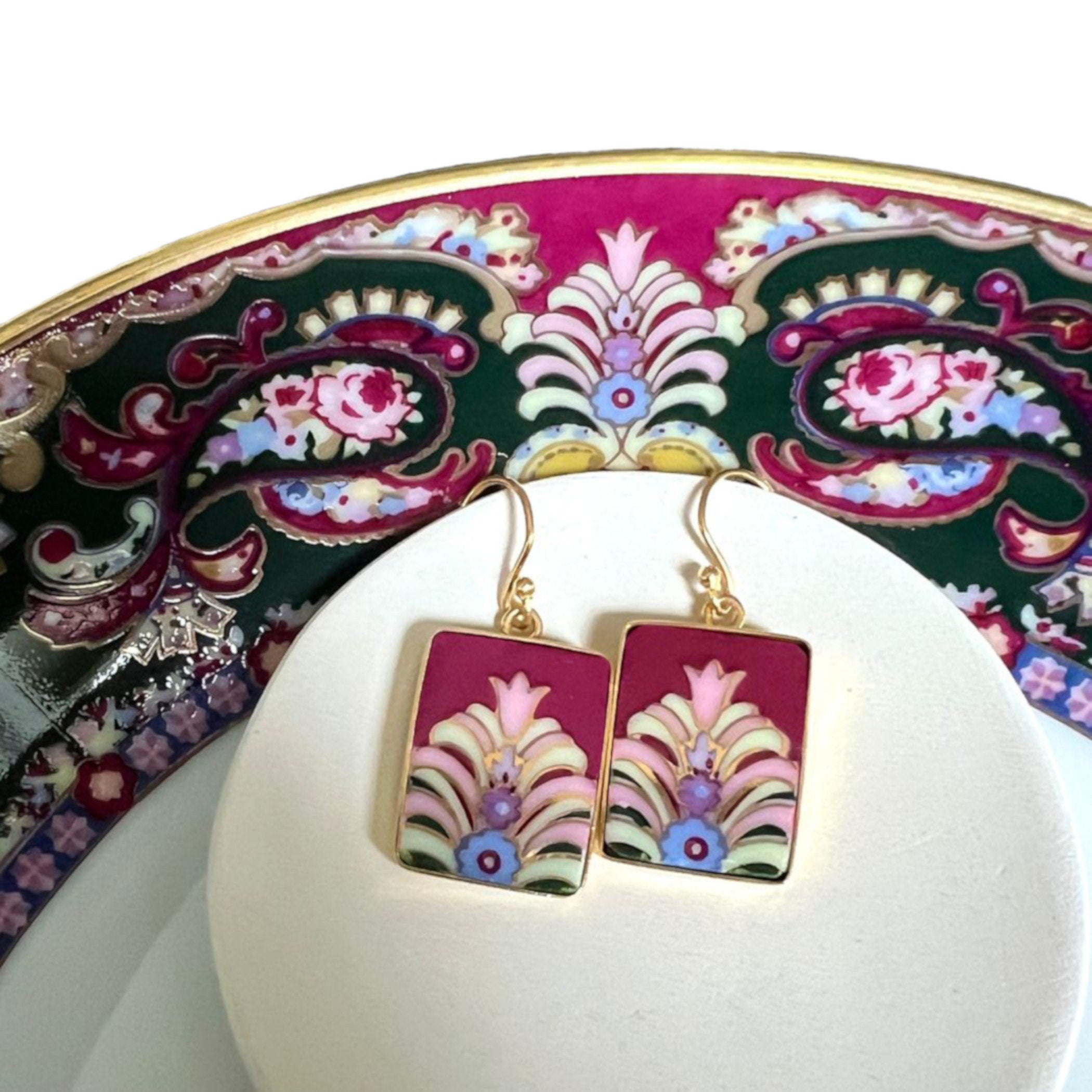 Bijoux Art Deco Broken China Earrings handmade with Repurposed China