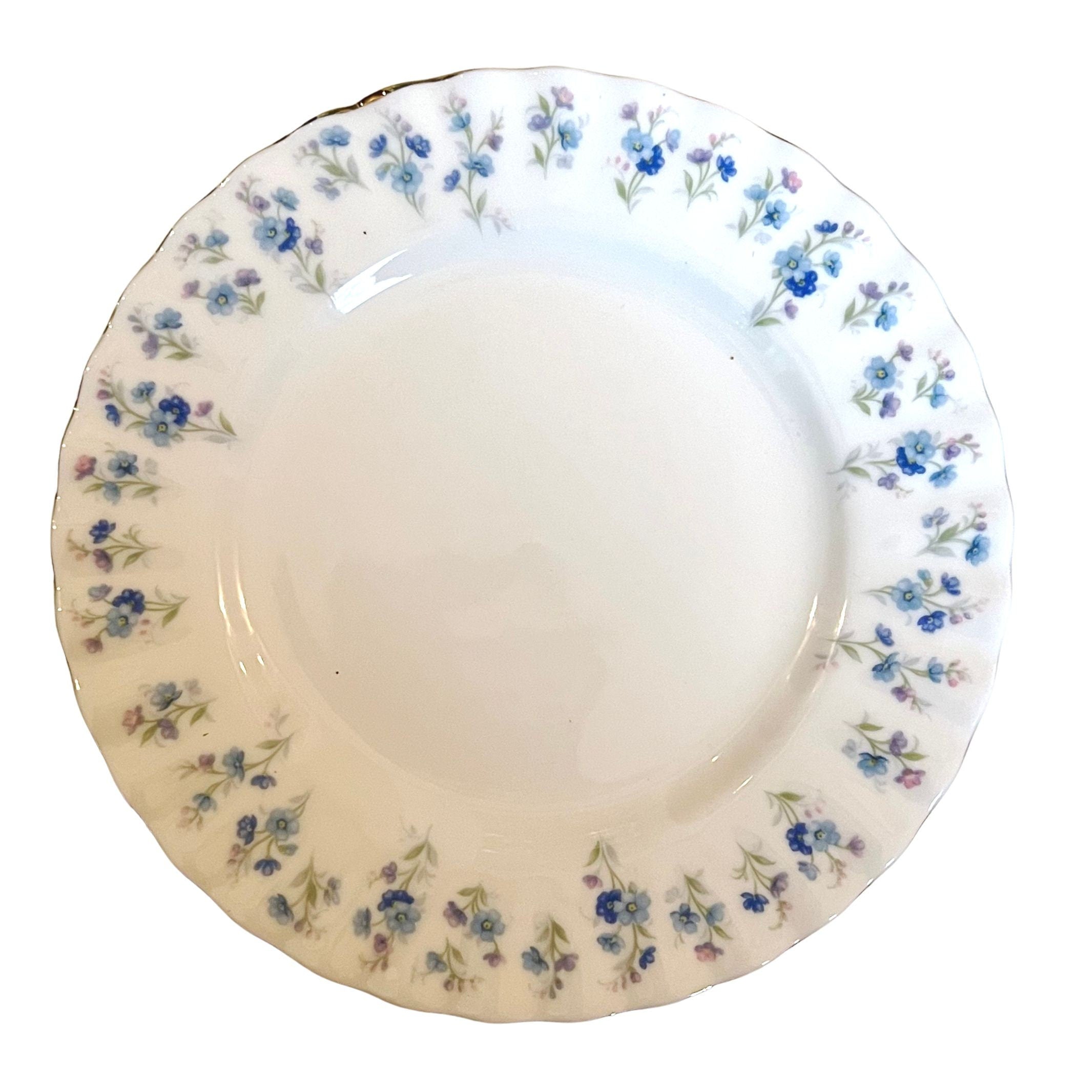 Forget Me Not Heart China Necklace handmade with Upcycled Royal Albert China & Sterling Silver