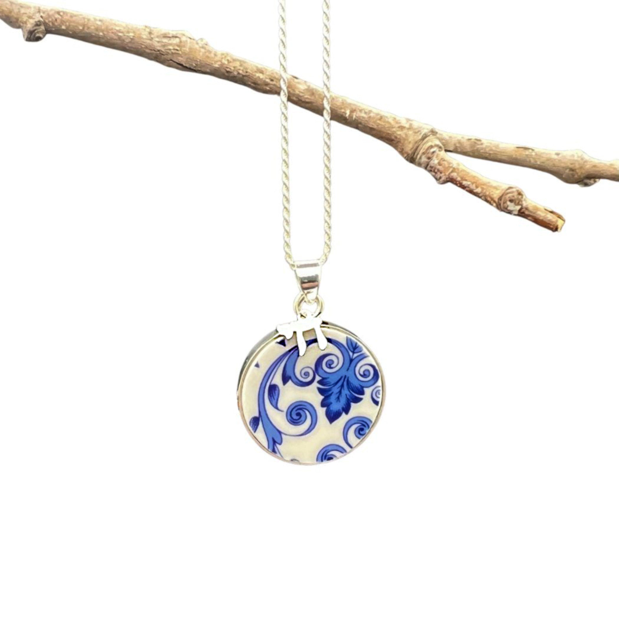 Jewish Star of David & Chai Necklaces handmade with Spode Mazel Tov China