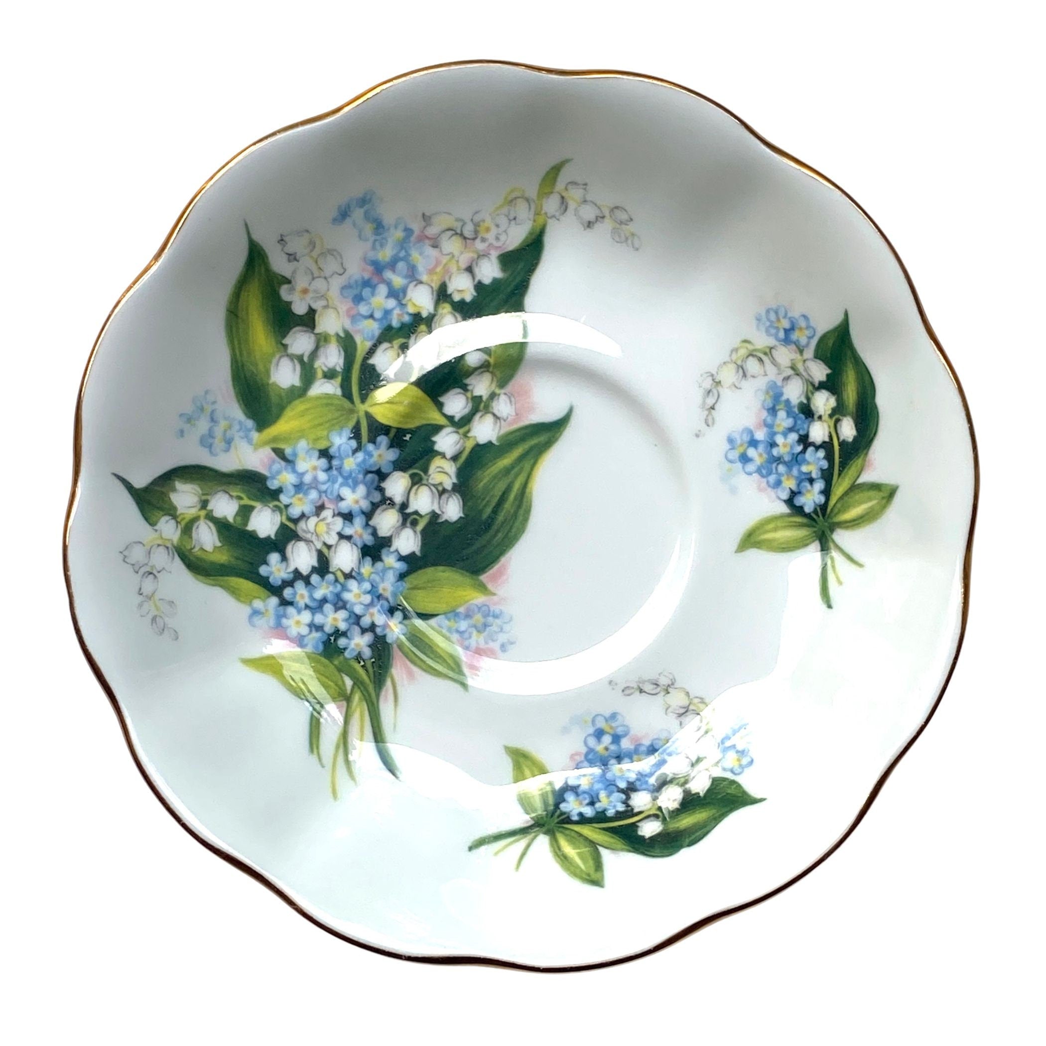 Vintage Royal Albert Broken China Jewelry with Lily of the Valley & Forget Me Not China