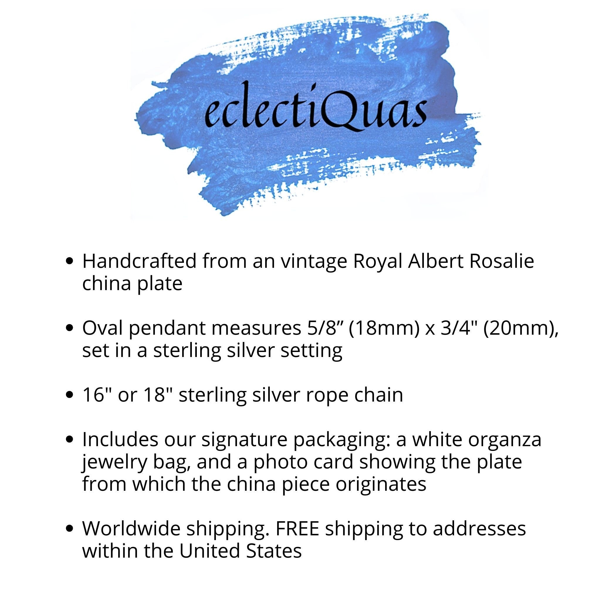 Dainty Royal Albert China Necklaces handmade with Upcycled Rose China & Sterling Silver, Vintage China Jewelry for Thoughtful Birthday Gift