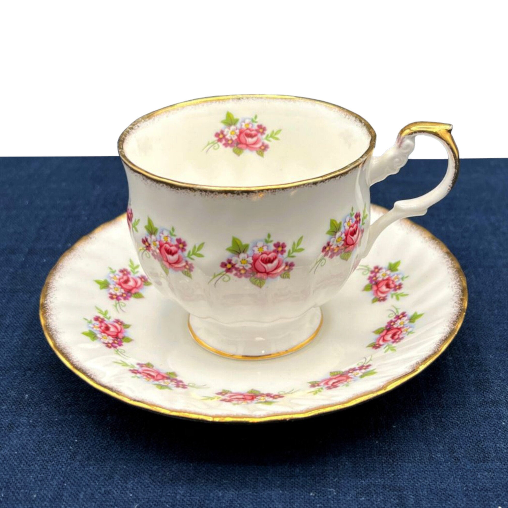 Vintage Rosina Rose Broken China Earrings & Matching Fine China Tea Cup and Saucer Set, English Tea Lover Gift Idea for 20th Anniversary