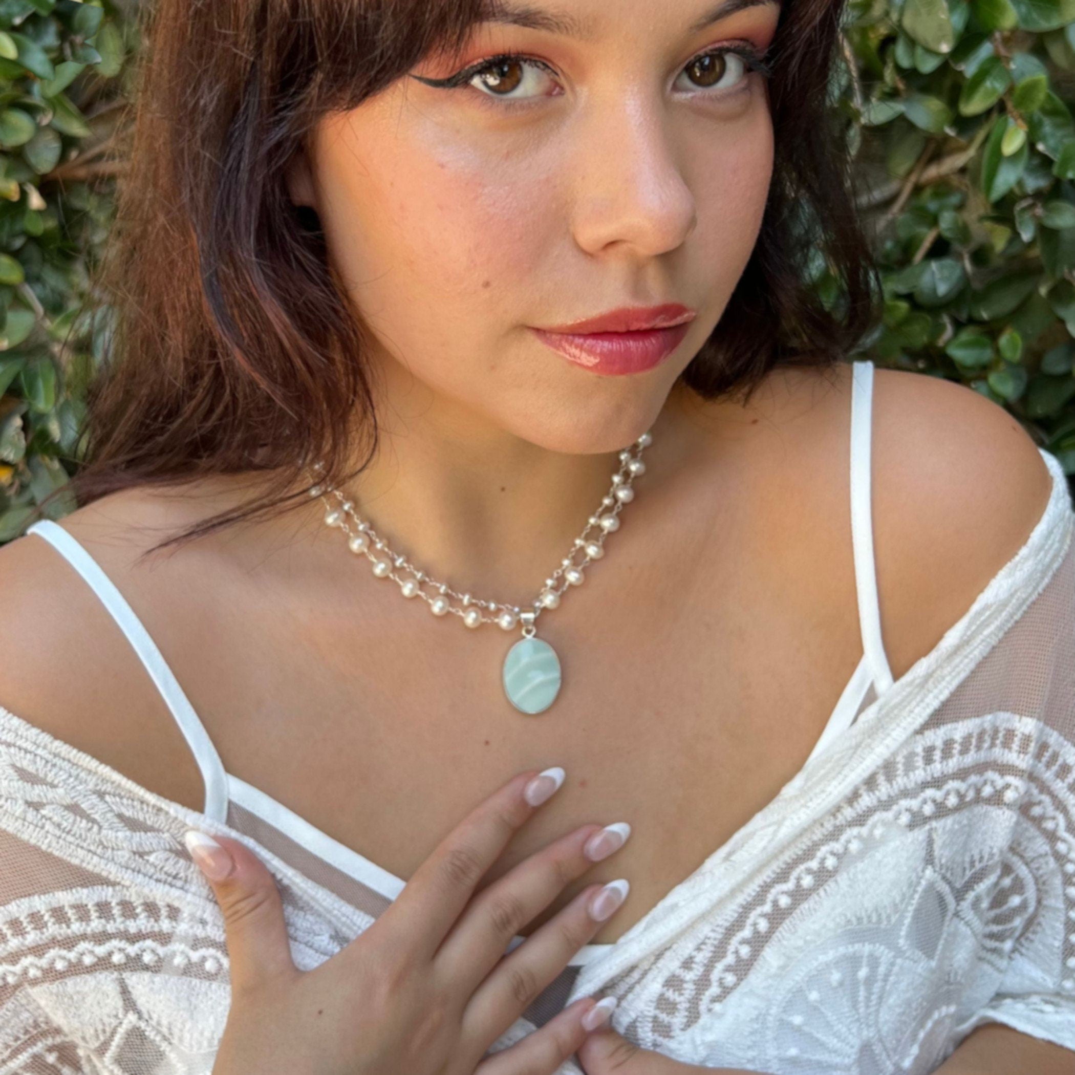 Vintage Celadon Porcelain Oval Adjustable Ring handmade with Repurposed China & Sterling Silver, Asian Inspired China Jewelry Gift for Wife