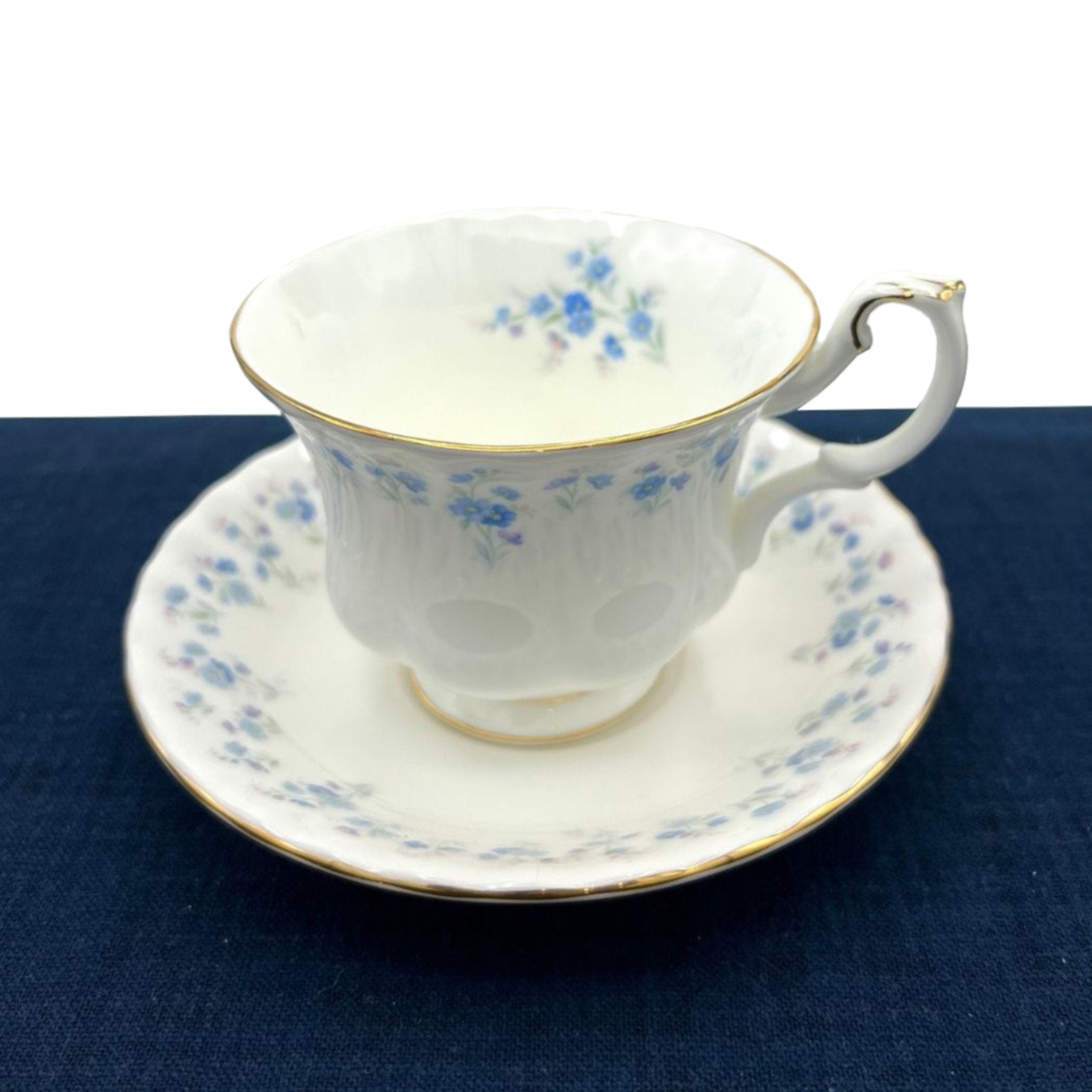 Royal Albert Memory Lane Broken China Jewelry & Forget Me Not Tea Set for One