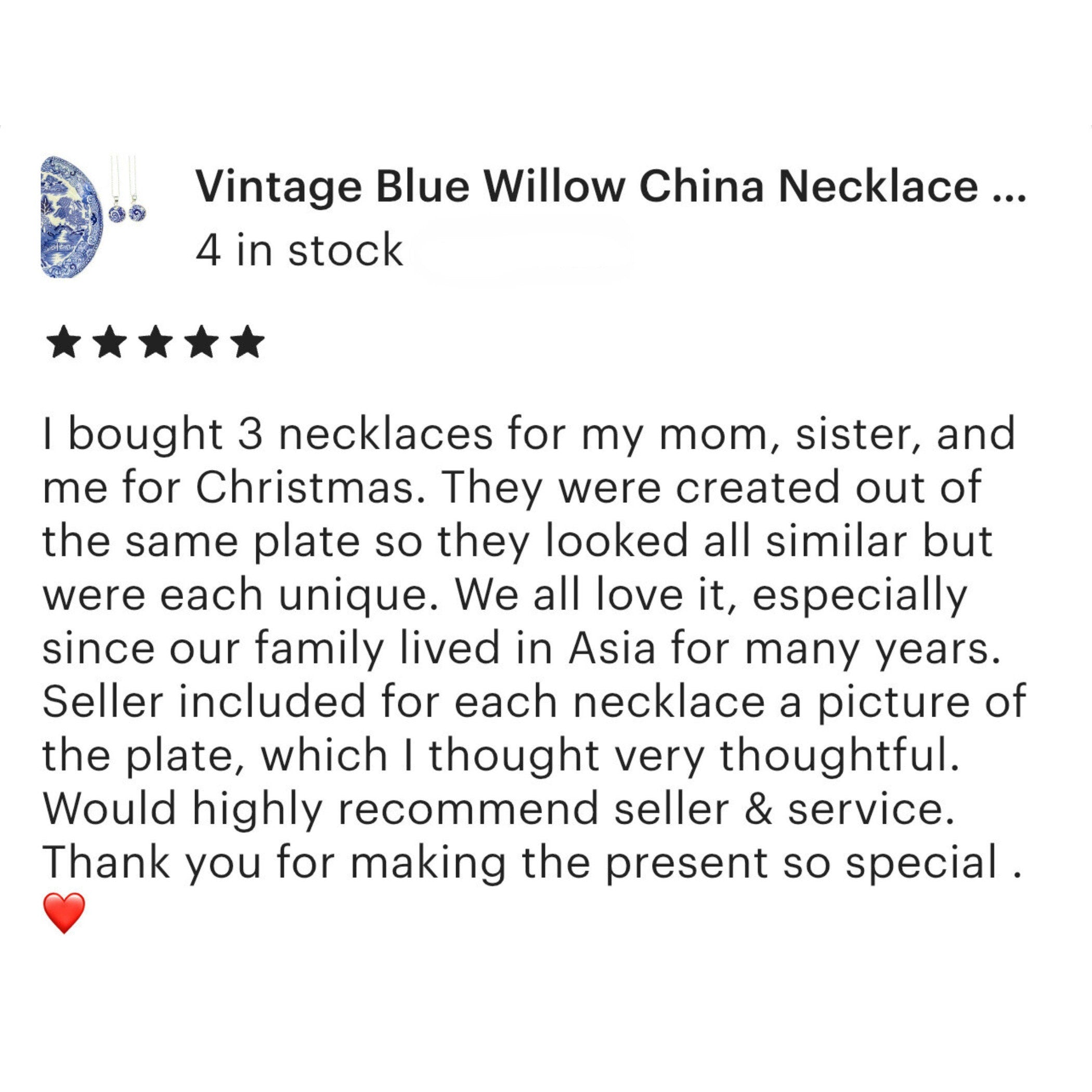 Small Vintage Blue Willow China Necklace handmade from Repurposed China