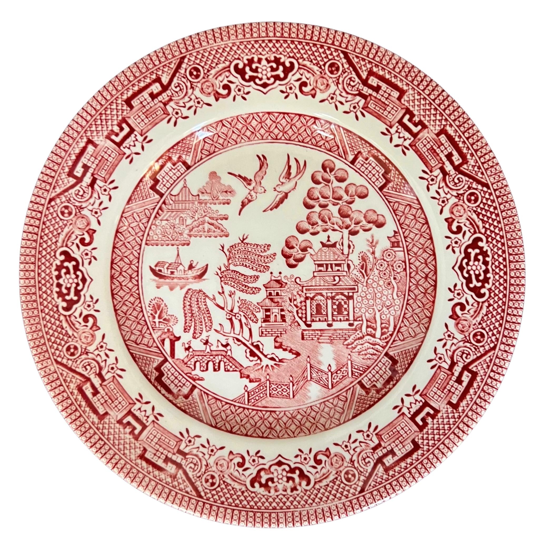 Romantic Valentines Day Love Birds Necklace upcycled with Red Willow China & Sterling Silver, Thoughtful Vintage China Jewelry Gift for Her