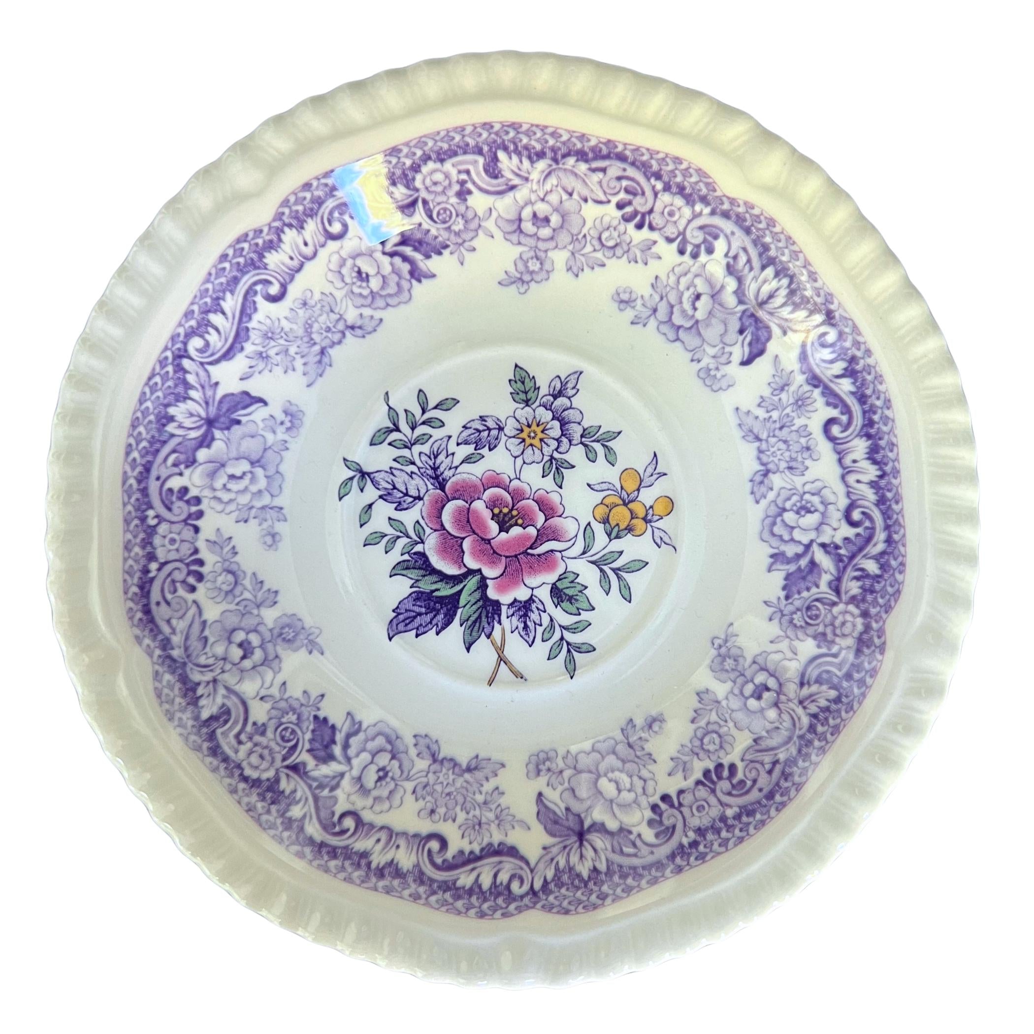 Dainty Purple Lavender Transferware Spode China Necklace Earrings Gift for Mothers Day, Upcycled Vintage China Jewelry with Sterling Silver