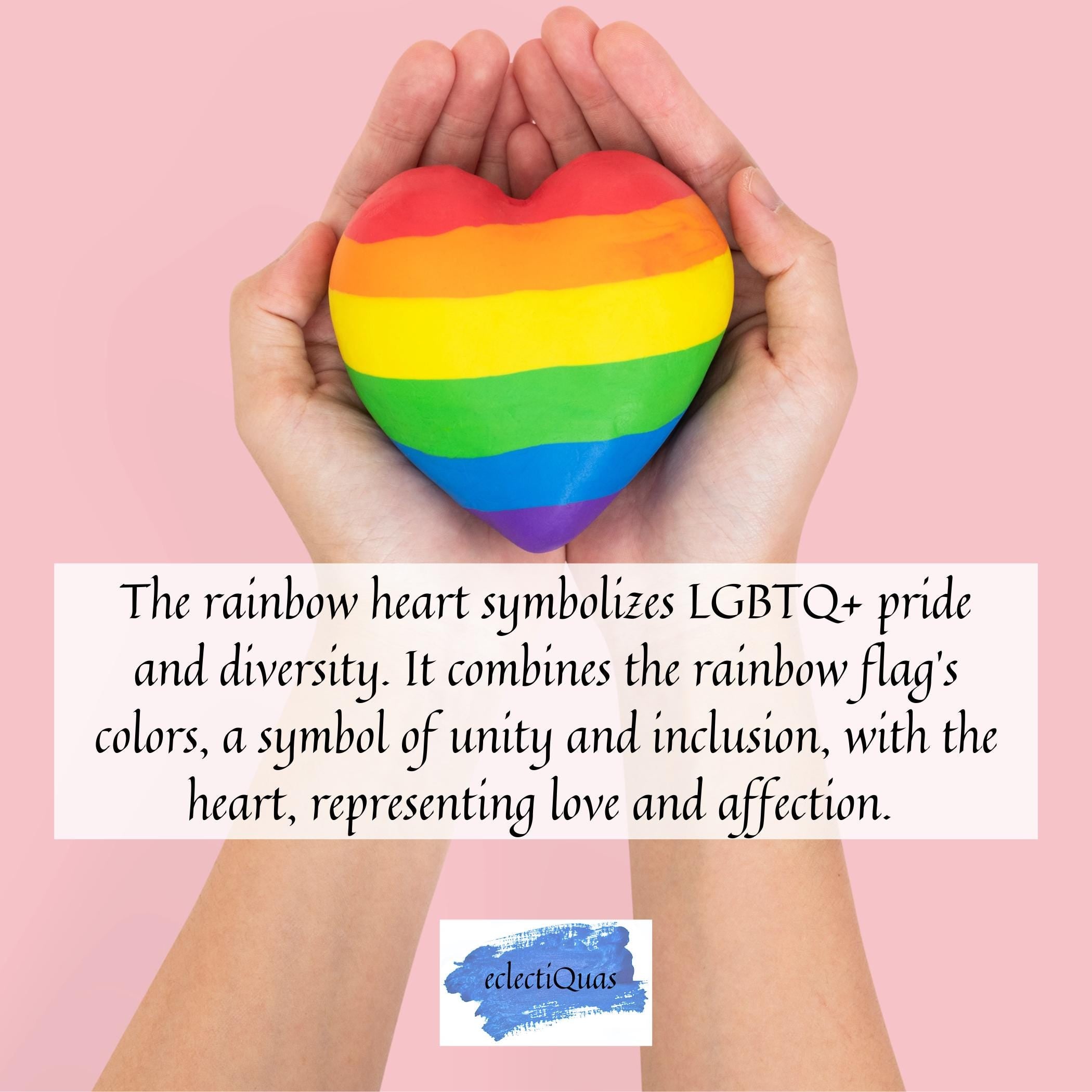 Dainty Rainbow Heart Lesbian Necklace Gift for Girlfriend, Discreet LGBTQ Ally Queer Subtle Gay Pride Jewelry handmade from Upcycled China