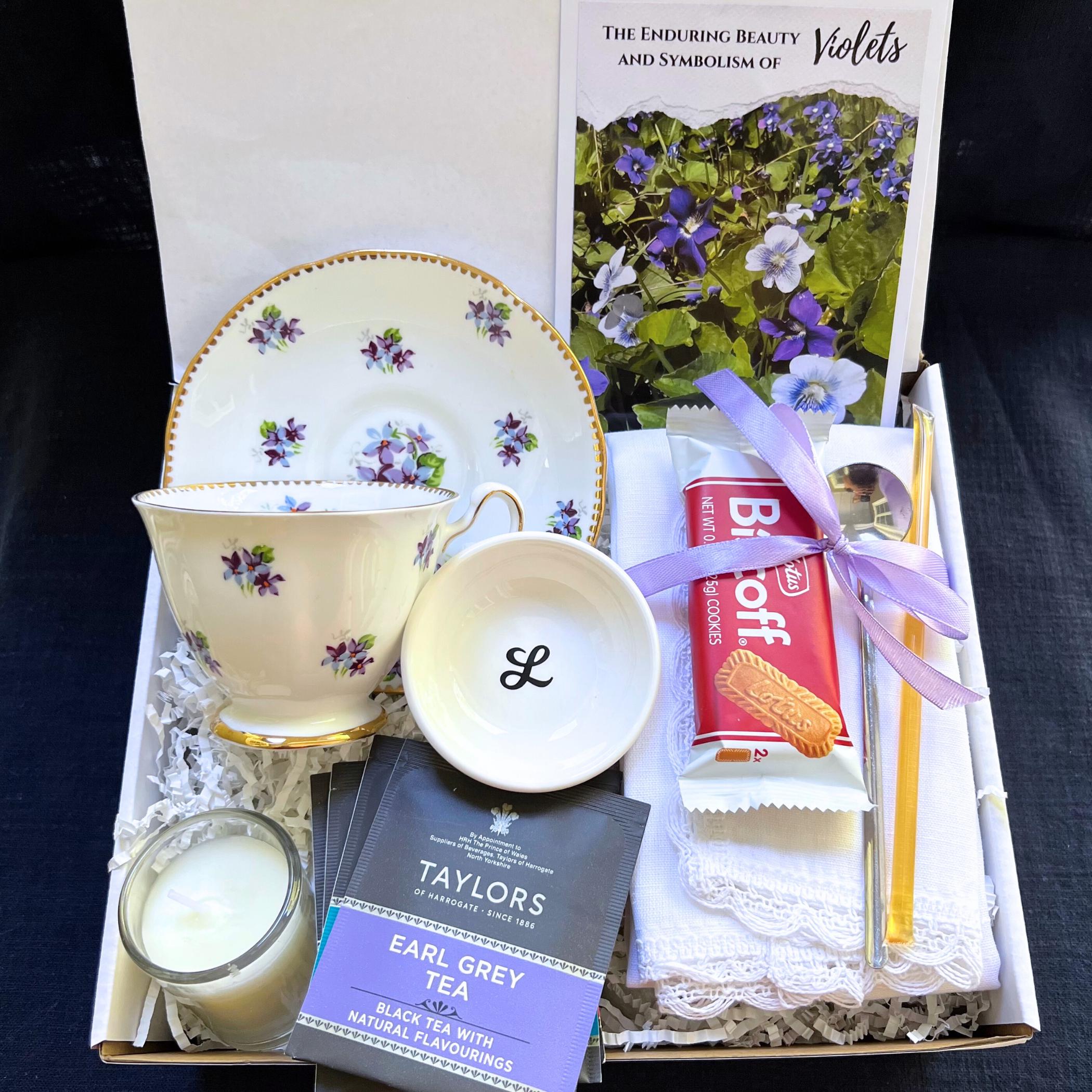 Tea Gift Box, Thinking of You Care Package for Her, Sending a Hug in a Box, Hygge Box, Thoughtful Thank You Gift Box for Vintage China Lover