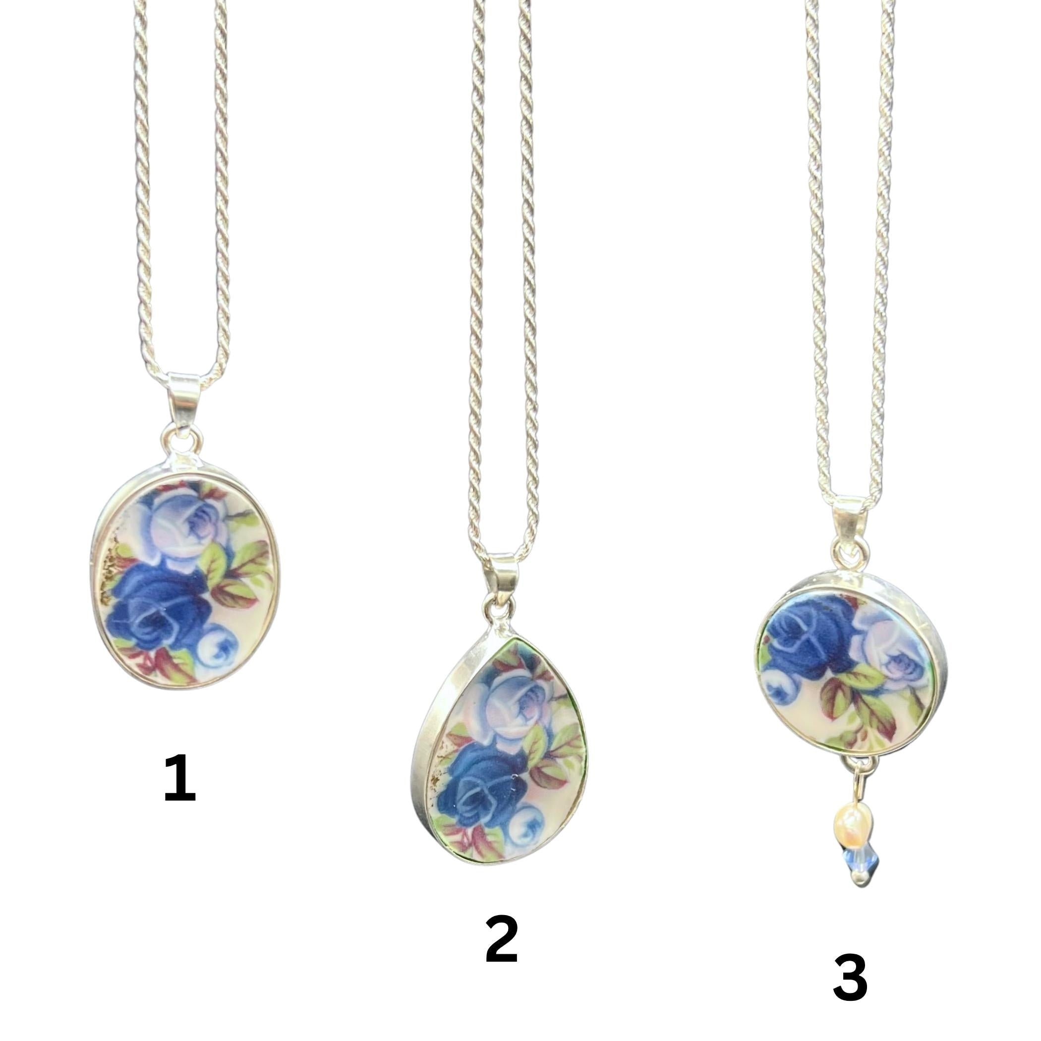 Royal Albert Moonlight Rose China Necklace, Thoughtful Porcelain Anniversary Gifts, Broken China Jewelry Vintage China Heirloom Gift for Her
