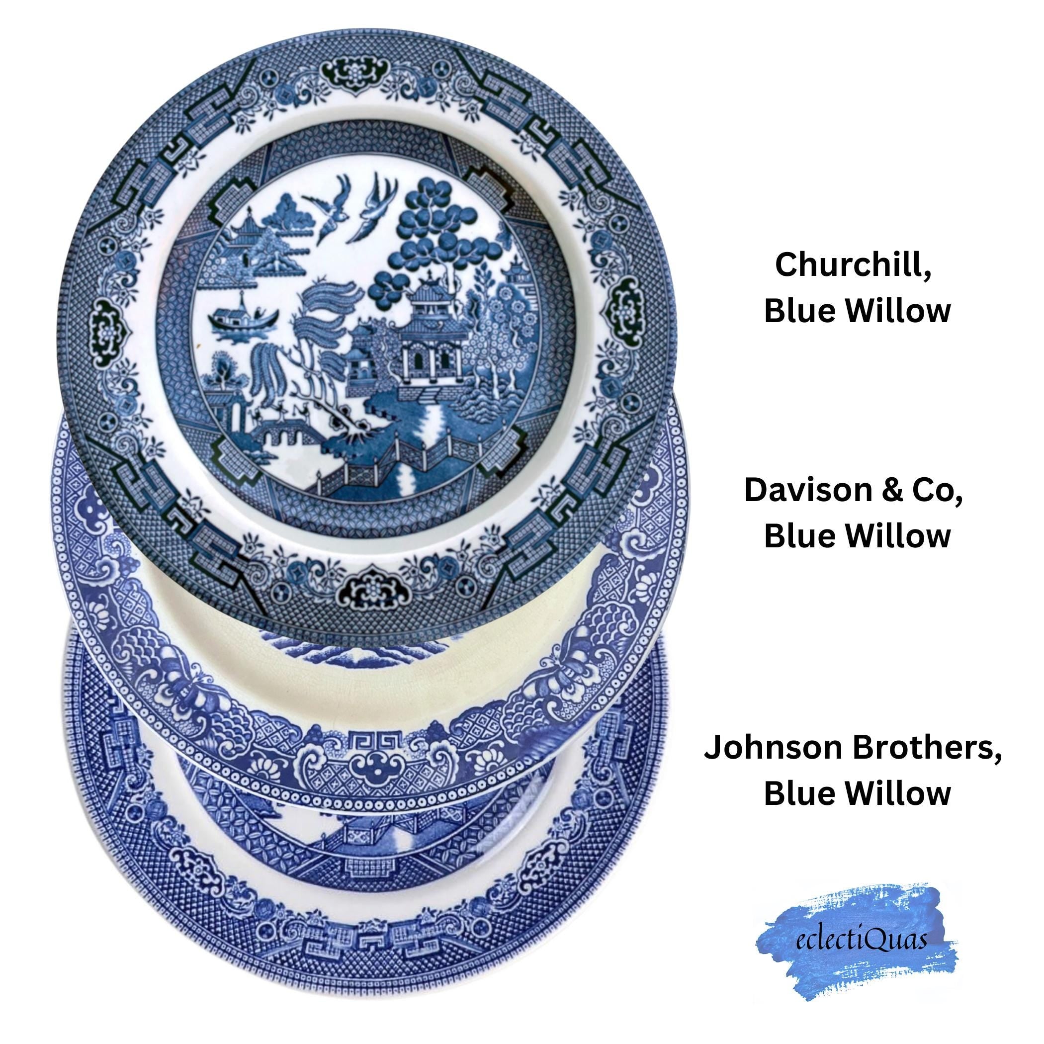 Blue Willow Broken China Jewelry Rings upcycled with Sterling Silver, Vintage Chinoiserie Blue and White China Statement Ring Gift for Women