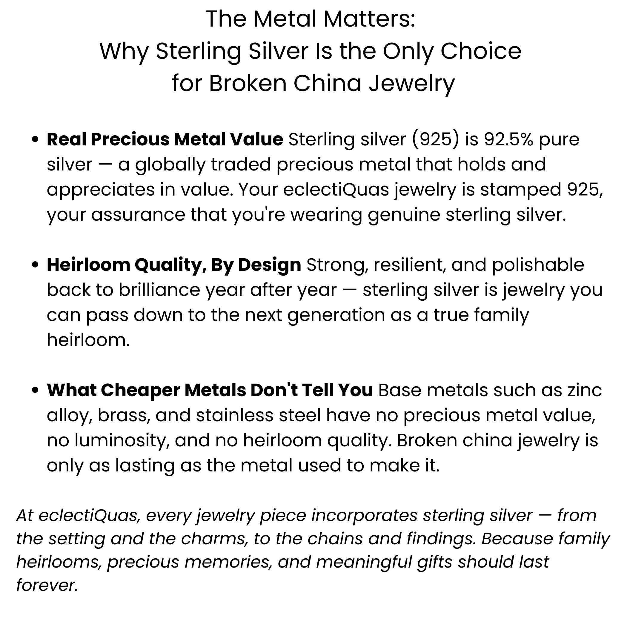 Scottish Thistle Necklace handmade with Sterling Silver & Upcycled China, Thoughtful Birthday Gift of Purple Flower Vintage China Jewelry