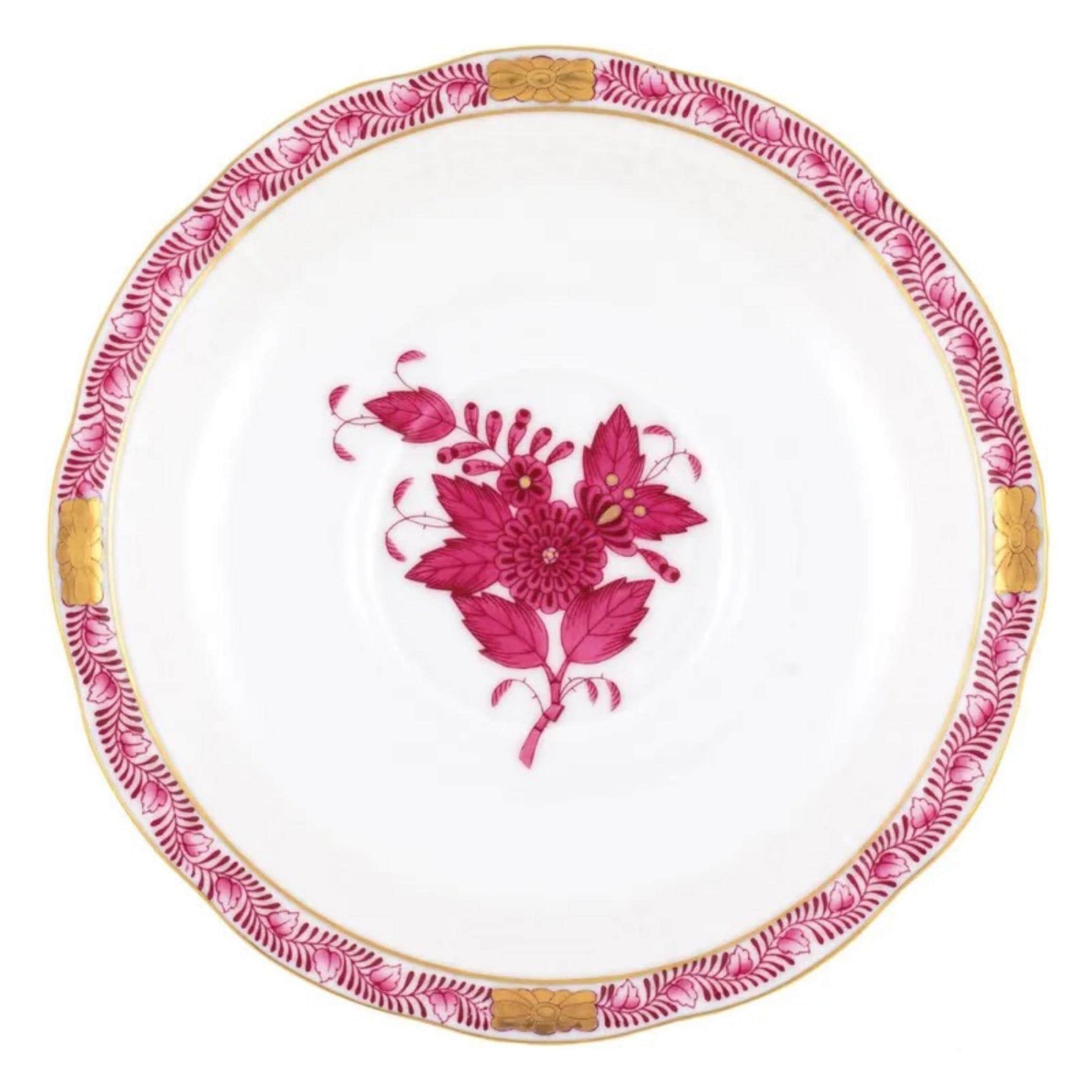 Raspberry Herend Chinese Bouquet Porcelain Necklace and Earrings, 18th Anniversary Wife Gift, Broken China Jewelry & Ring Trinket Dish