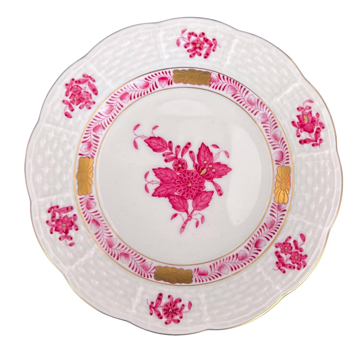 Dainty Raspberry Herend Chinese Bouquet Porcelain Necklace, 18th Anniversary Wife Gift, Broken China Jewelry & Ring Trinket Dish