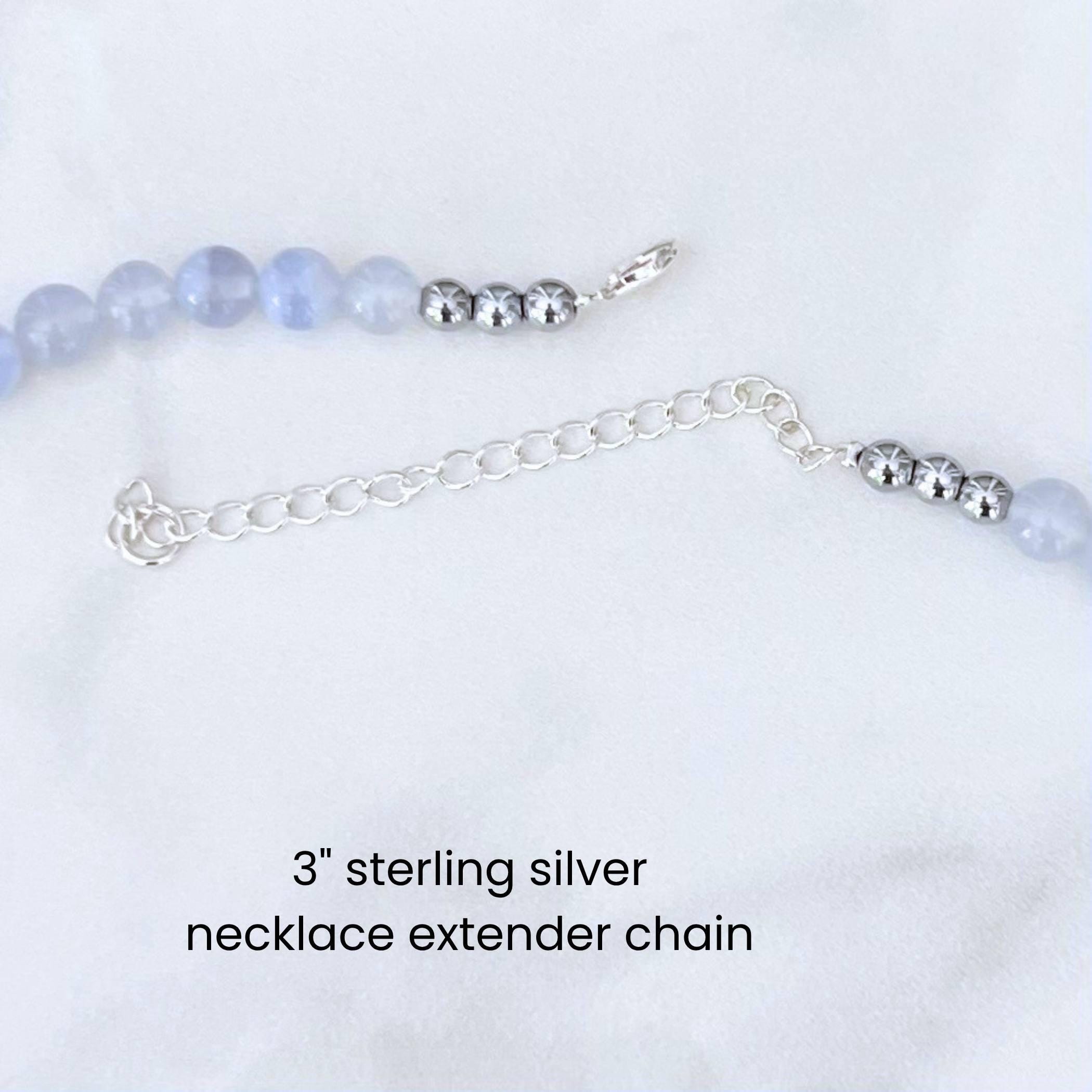 Shelley Dainty Blue Rock Sterling Silver & Blue Chalcedony Necklace with Upcycled China Pendants, Broken China Jewelry 20th Anniversary Gift