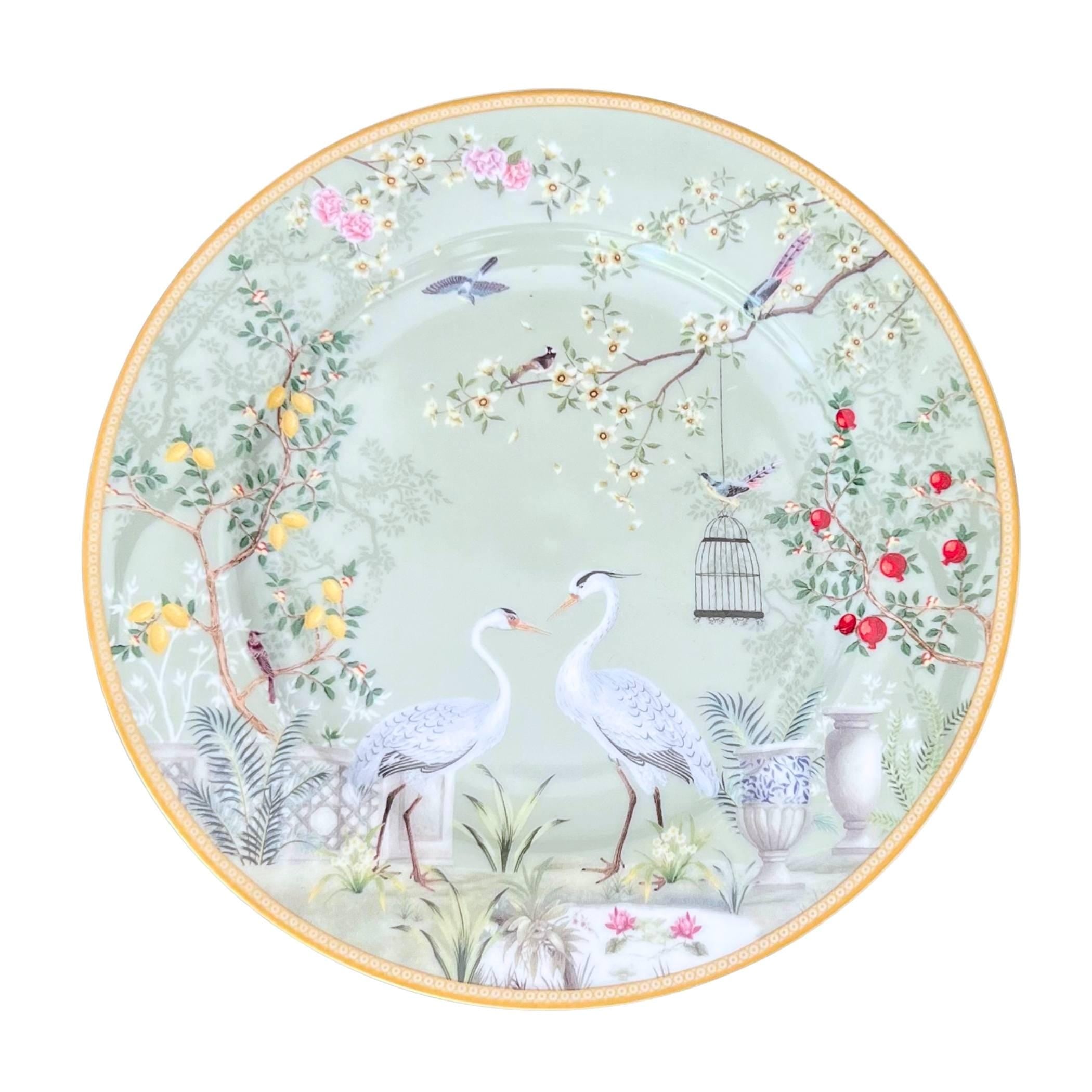 Green Moonstone Necklace with Chinoiserie Bird China Pendant, One of a Kind Broken China Jewelry Gift for Her Birthday Anniversary Christmas