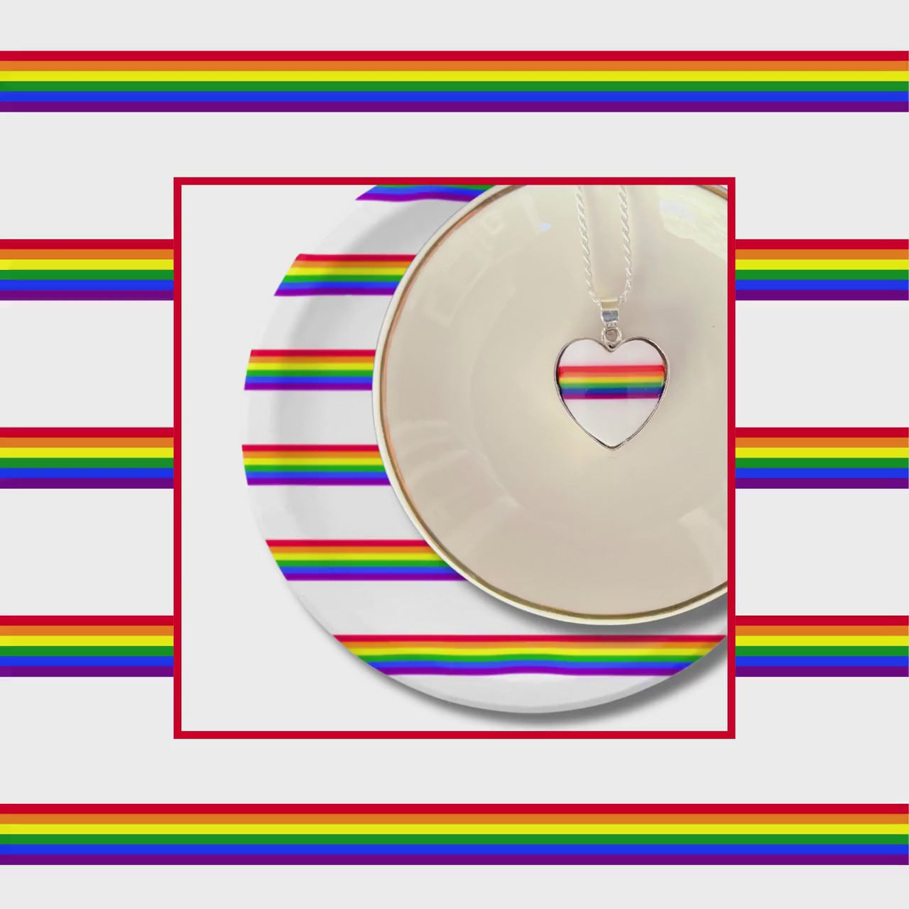 Dainty Rainbow Heart Lesbian Necklace Gift for Girlfriend, Discreet LGBTQ Ally Queer Subtle Gay Pride Jewelry handmade from Upcycled China