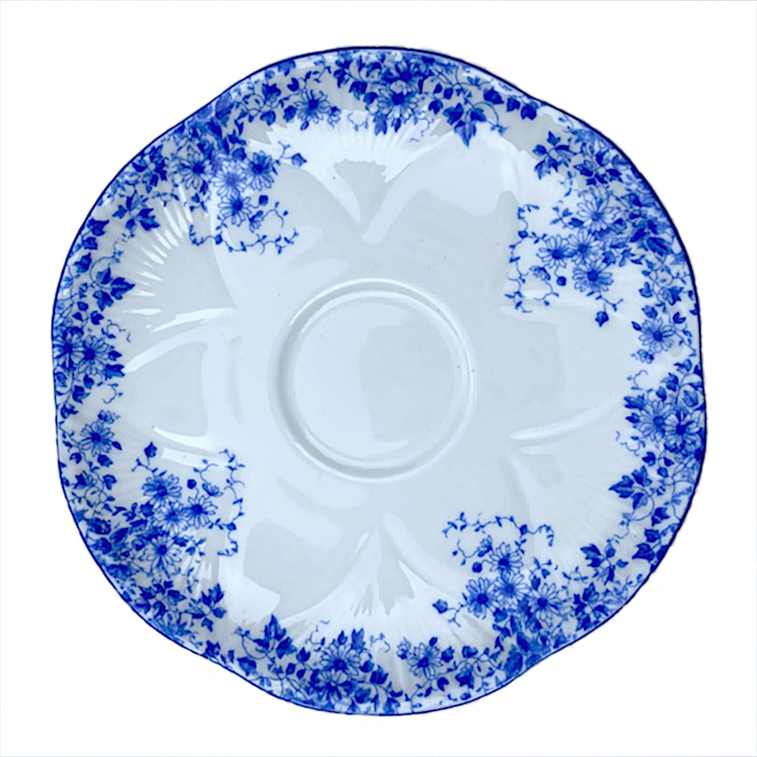 Vintage Shelley Dainty Blue china saucer, the source pattern for this tea cup and saucerset and jewelry collection.
