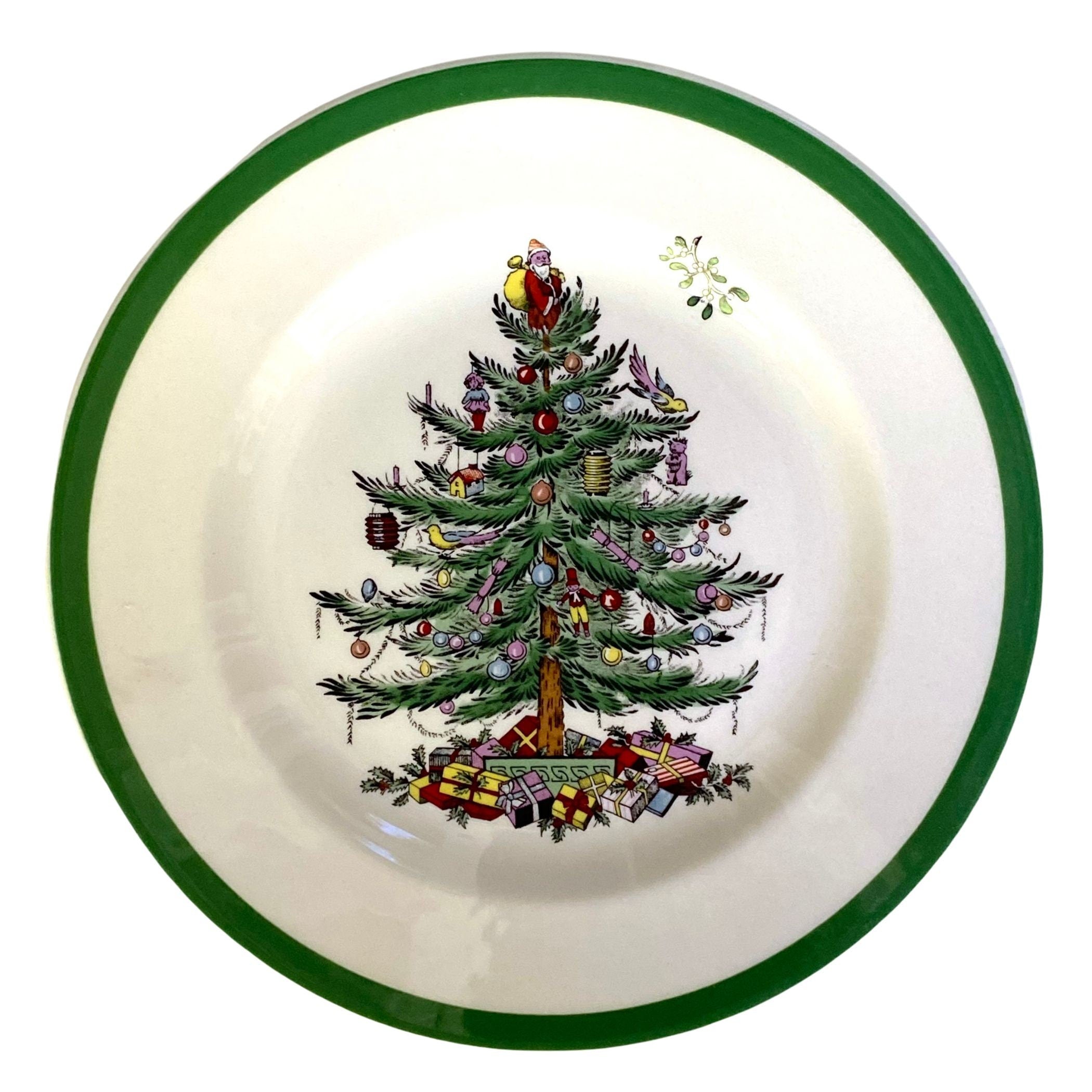 Mistletoe China Ring handmade with Spode Christmas Tree China & Sterling Silver Adjustable Ring, Broken China Jewelry Christmas Gift for Her