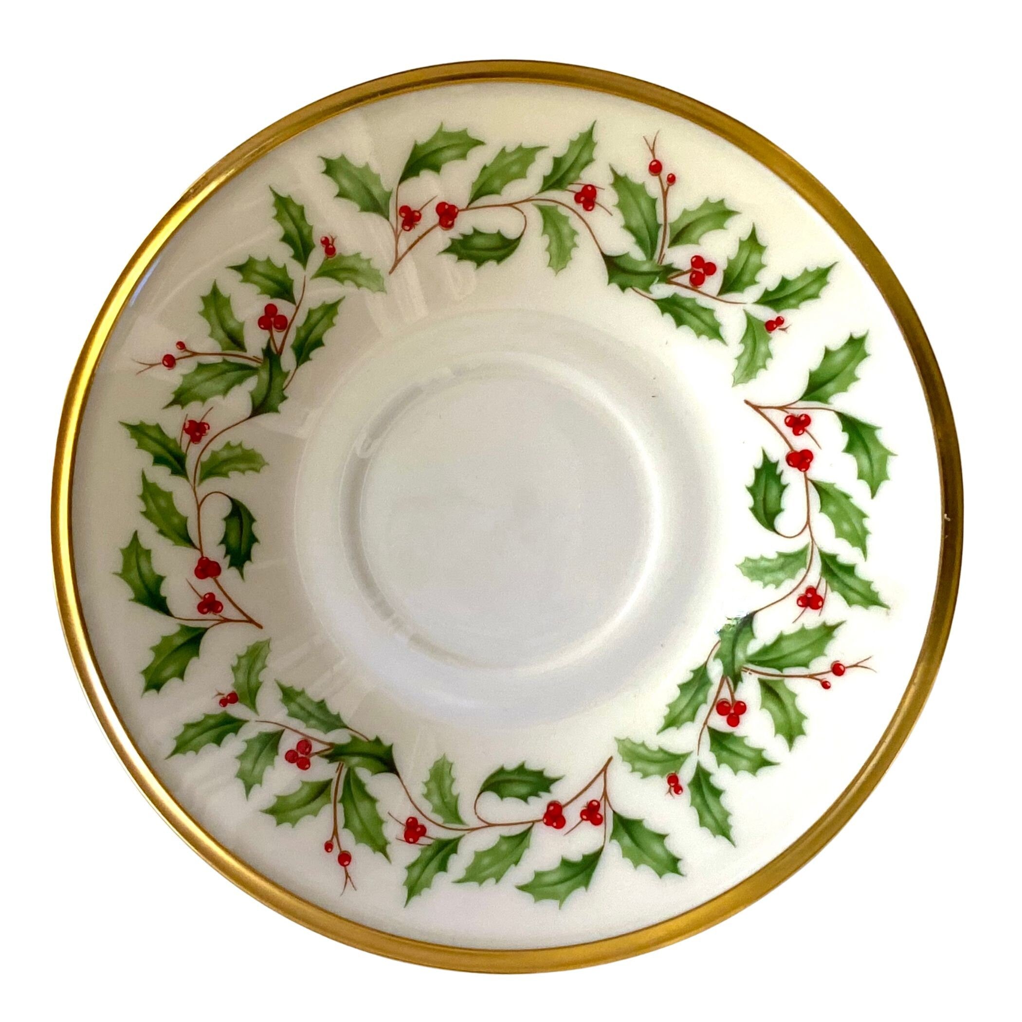 Vintage Lenox Holiday China Tea Cup and Saucer with Christmas Broken China Jewelry, Unique Holiday Tea Set for One, Festive Xmas Gift